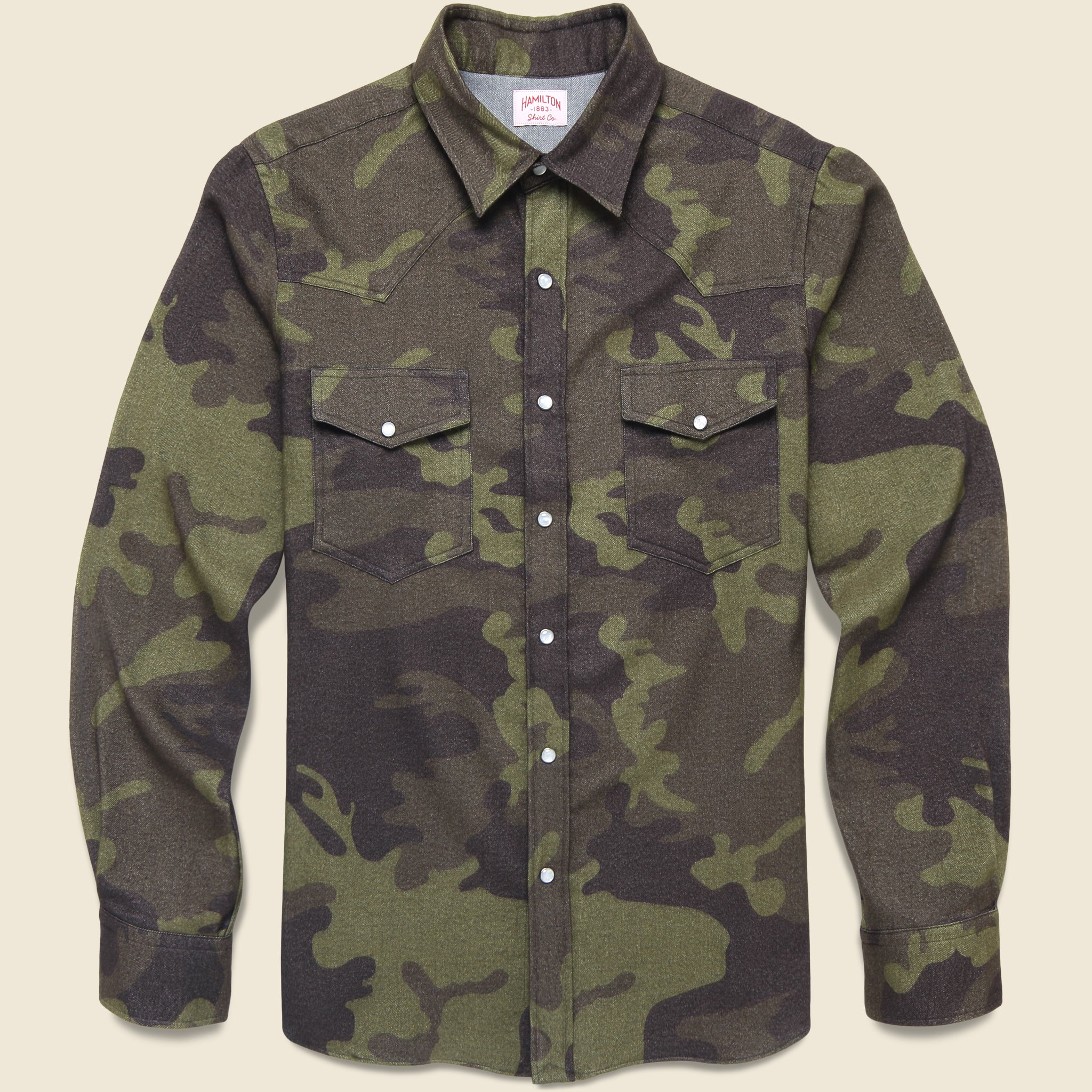 Herringbone Twill Westerm Shirt - Camo - Hamilton Shirt Co. - STAG Provisions - Tops - L/S Woven - Other Pattern