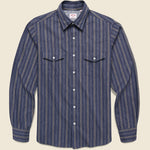 Brushed Striped Shirt - Navy - Hamilton Shirt Co. - STAG Provisions - Tops - L/S Woven - Stripe