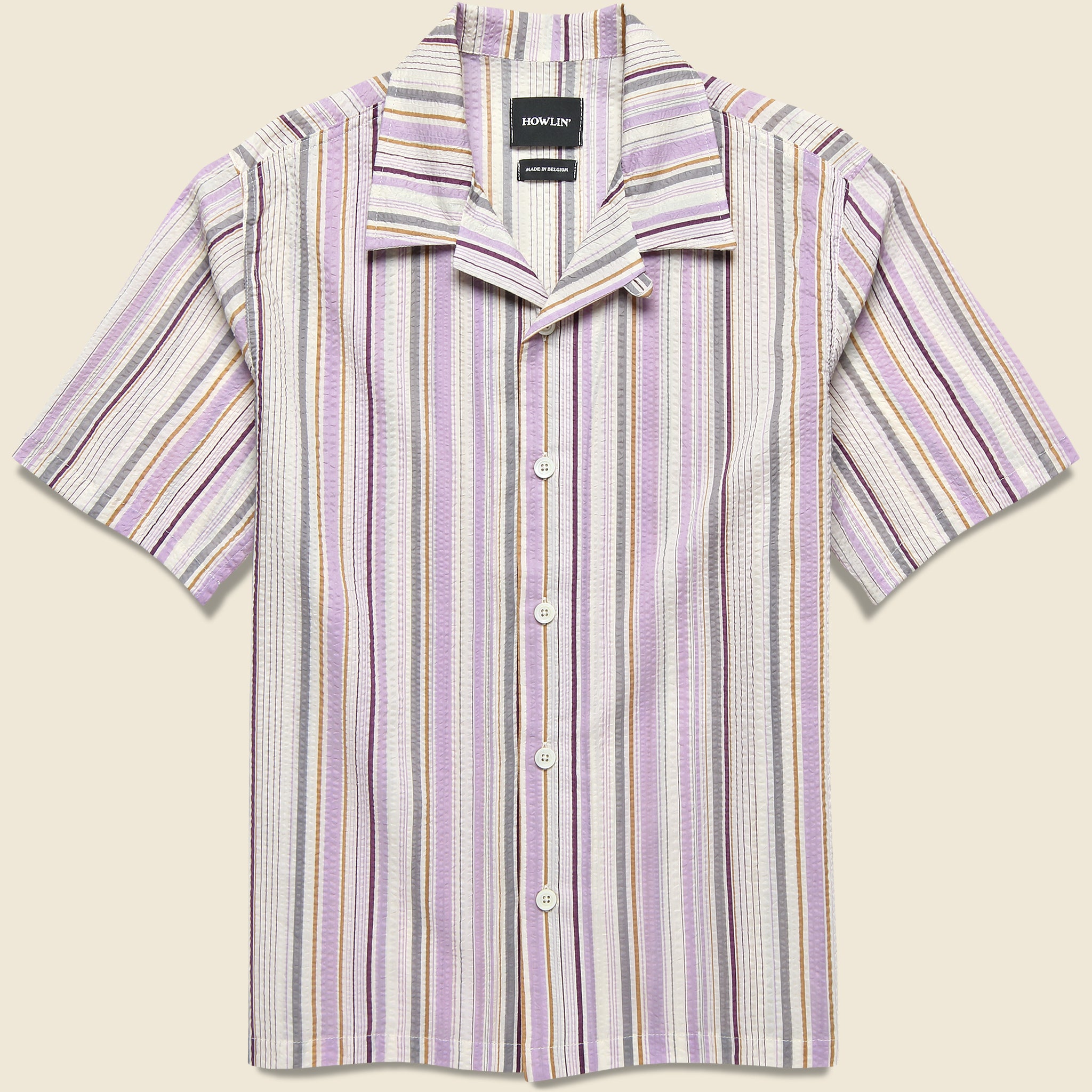 Cocktail Seersucker Shirt - Violet Stripes