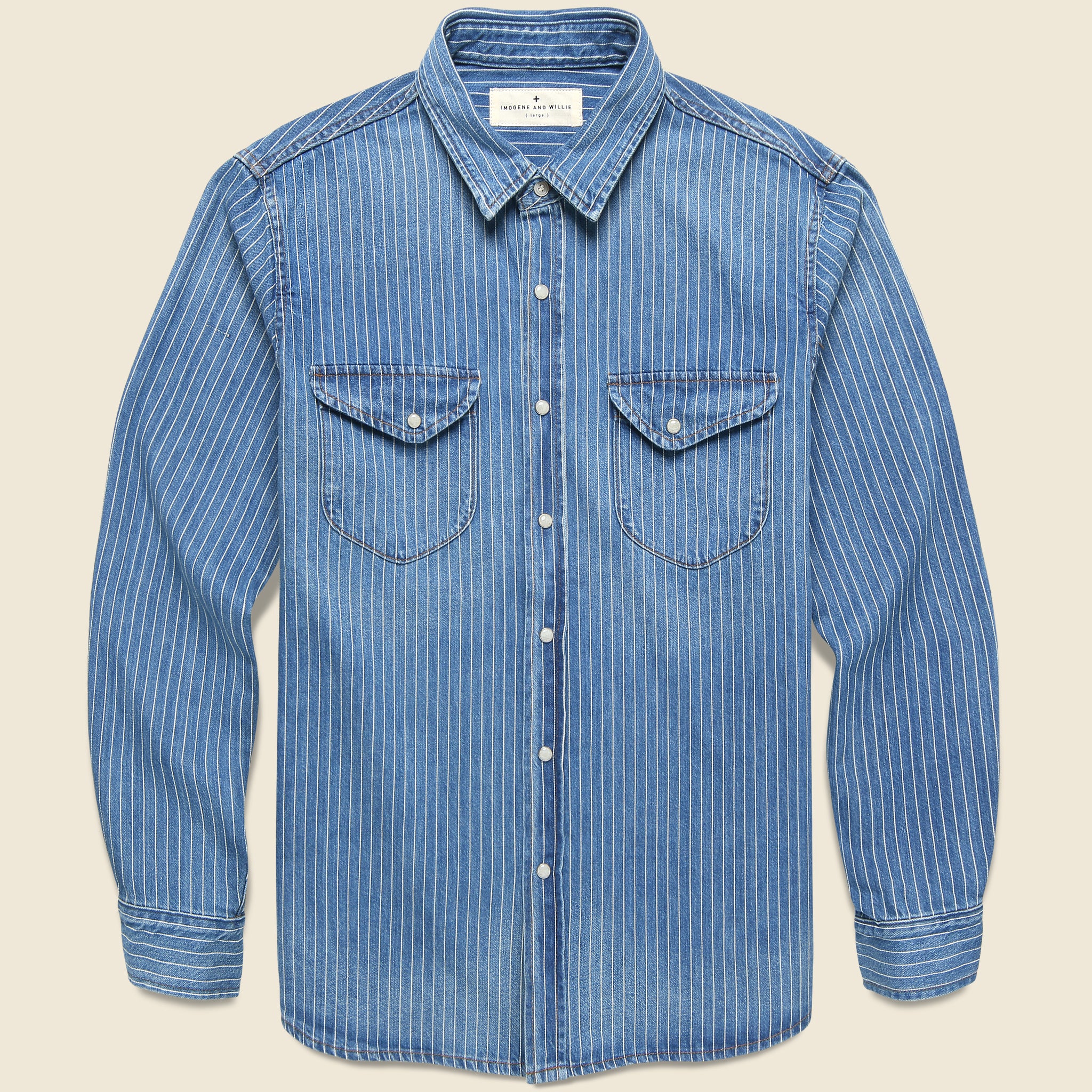 Hayes Pearl Snap - Indigo Stripe - Imogene + Willie - STAG Provisions - Tops - L/S Woven - Stripe