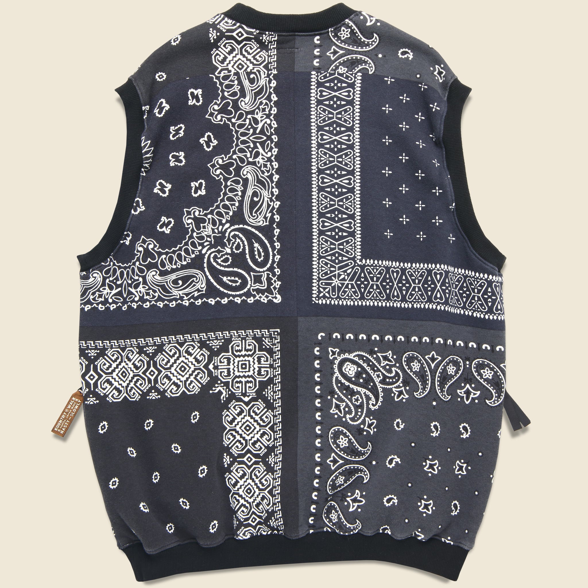 30/-SWT Knit Bandanna BIG Vest - Black - Kapital - STAG Provisions - Outerwear - Vest
