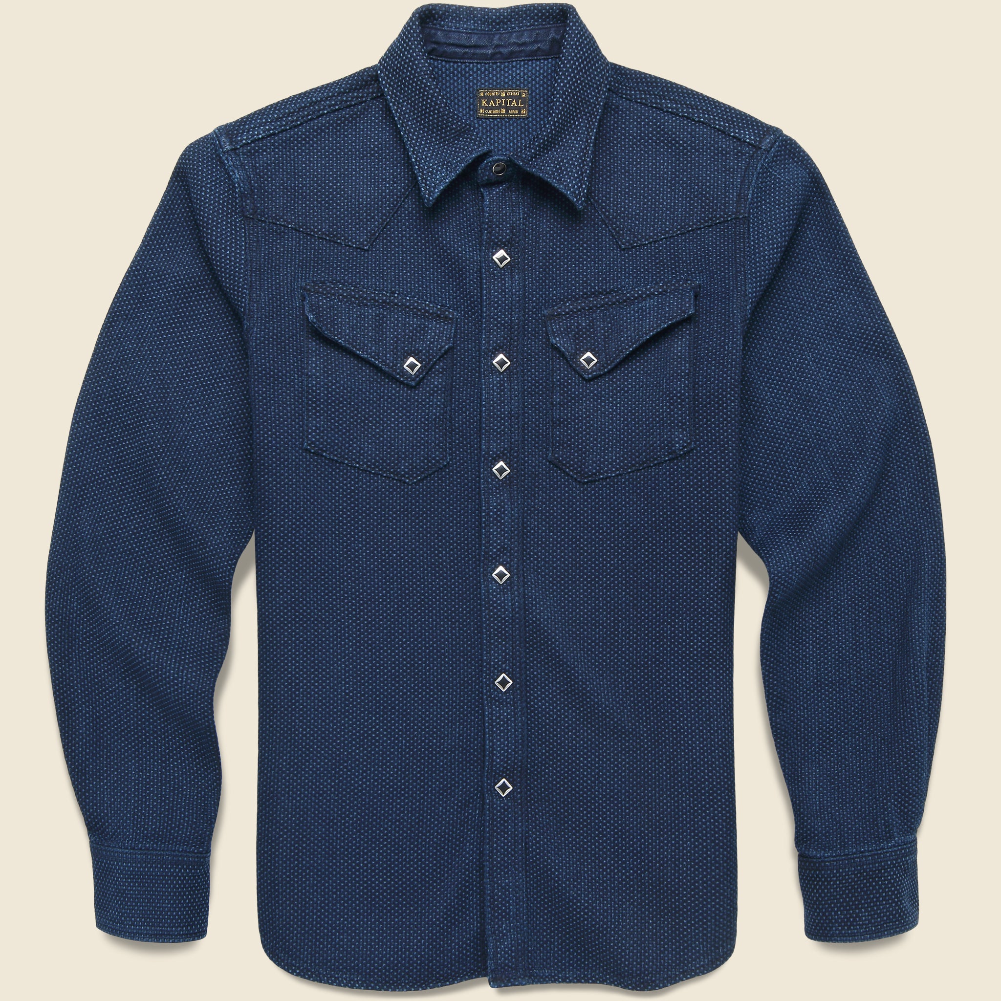 Sashiko Western Shirt - Indigo - Kapital - STAG Provisions - Tops - L/S Woven - Solid