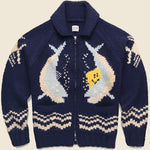 Hand Knit Trout Zip Cardigan - Navy - Kapital - STAG Provisions - Tops - Sweater