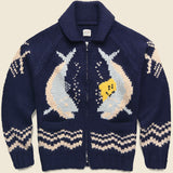 Hand Knit Trout Zip Cardigan - Navy - Kapital - STAG Provisions - Tops - Sweater