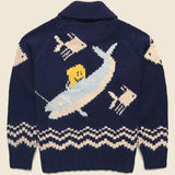 Hand Knit Trout Zip Cardigan - Navy - Kapital - STAG Provisions - Tops - Sweater