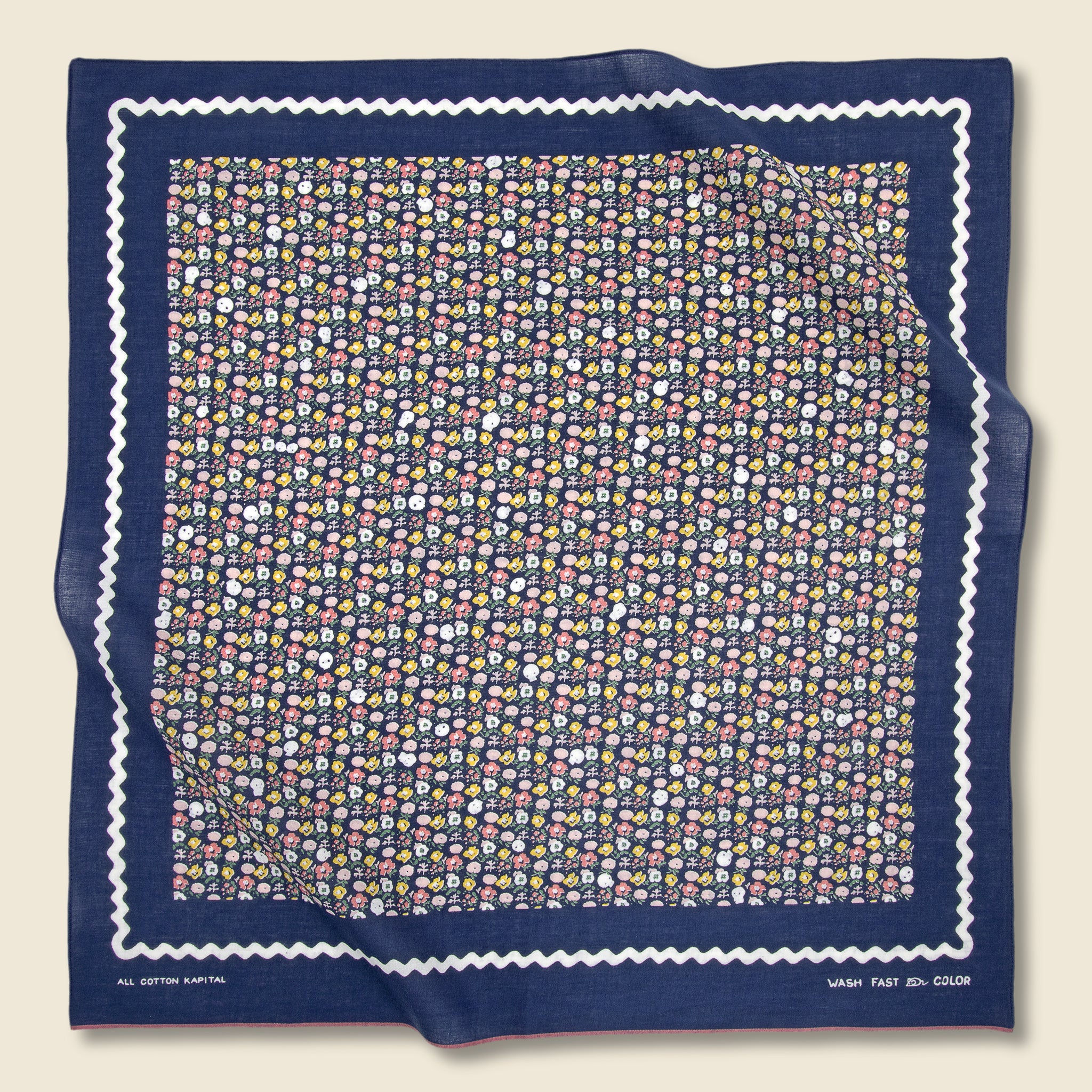 Skull & Flower Bandana - Navy - Kapital - STAG Provisions - Accessories - Bandanas
