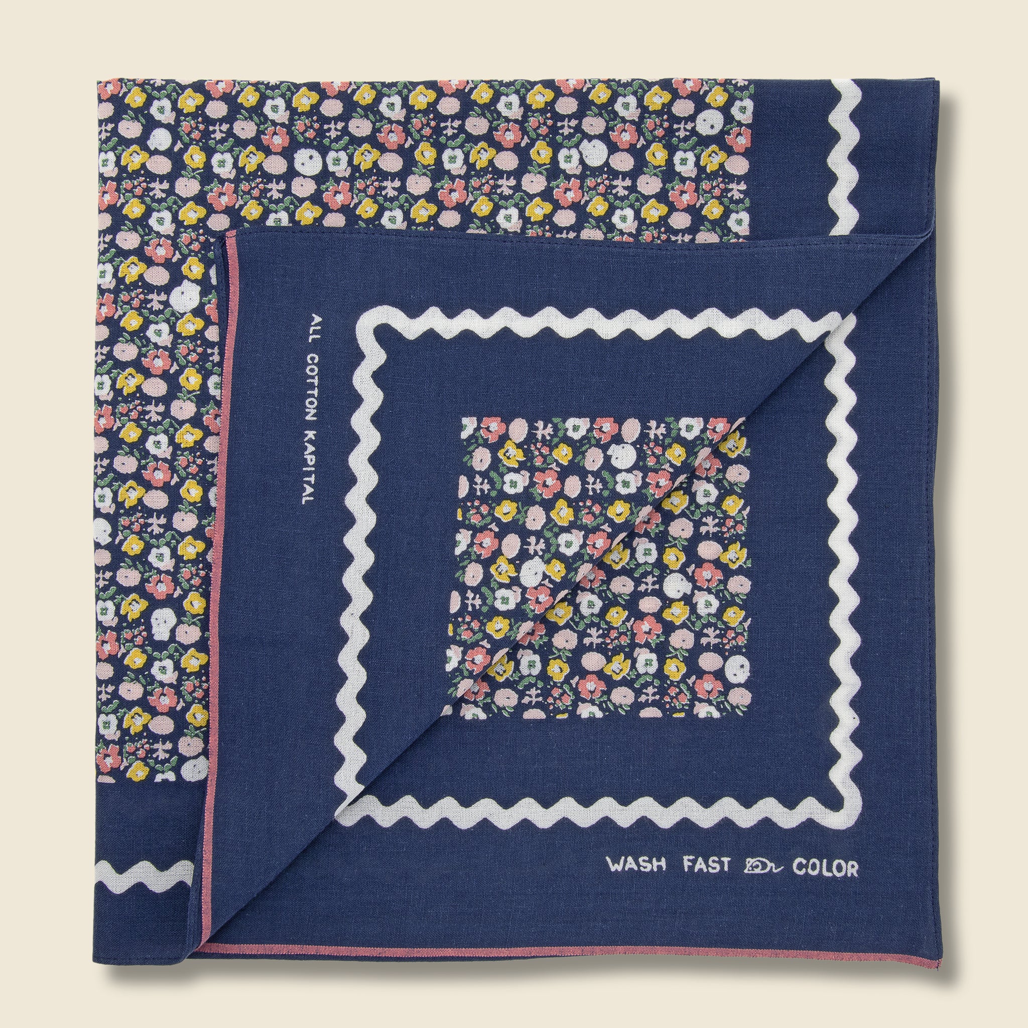 
                          Skull &amp; Flower Bandana - Navy - Kapital - STAG Provisions - Accessories - Bandanas
                        