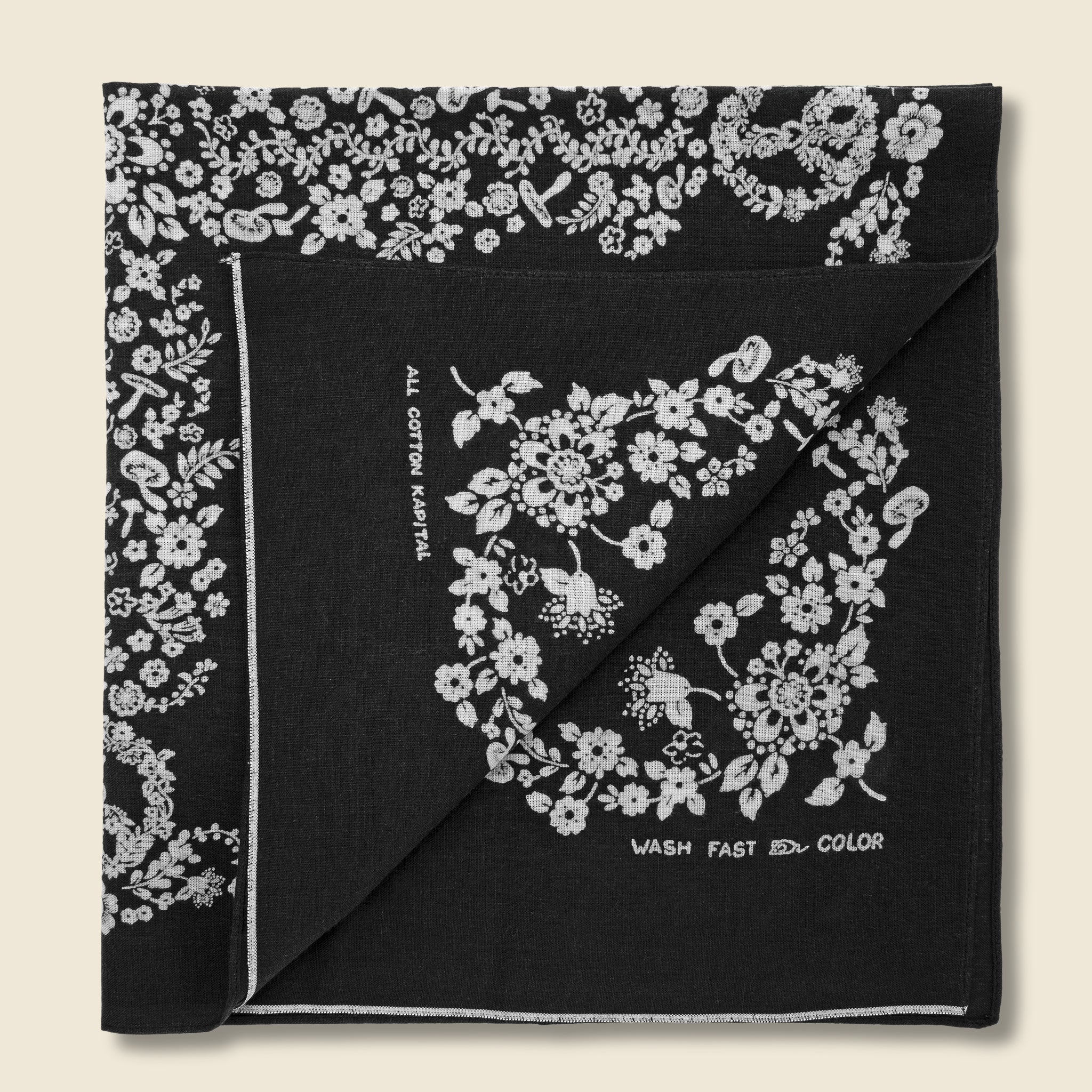 Fastcolor Selvedge Bandana (HIPPIE) - Black - Kapital - STAG Provisions - Accessories - Bandanas
