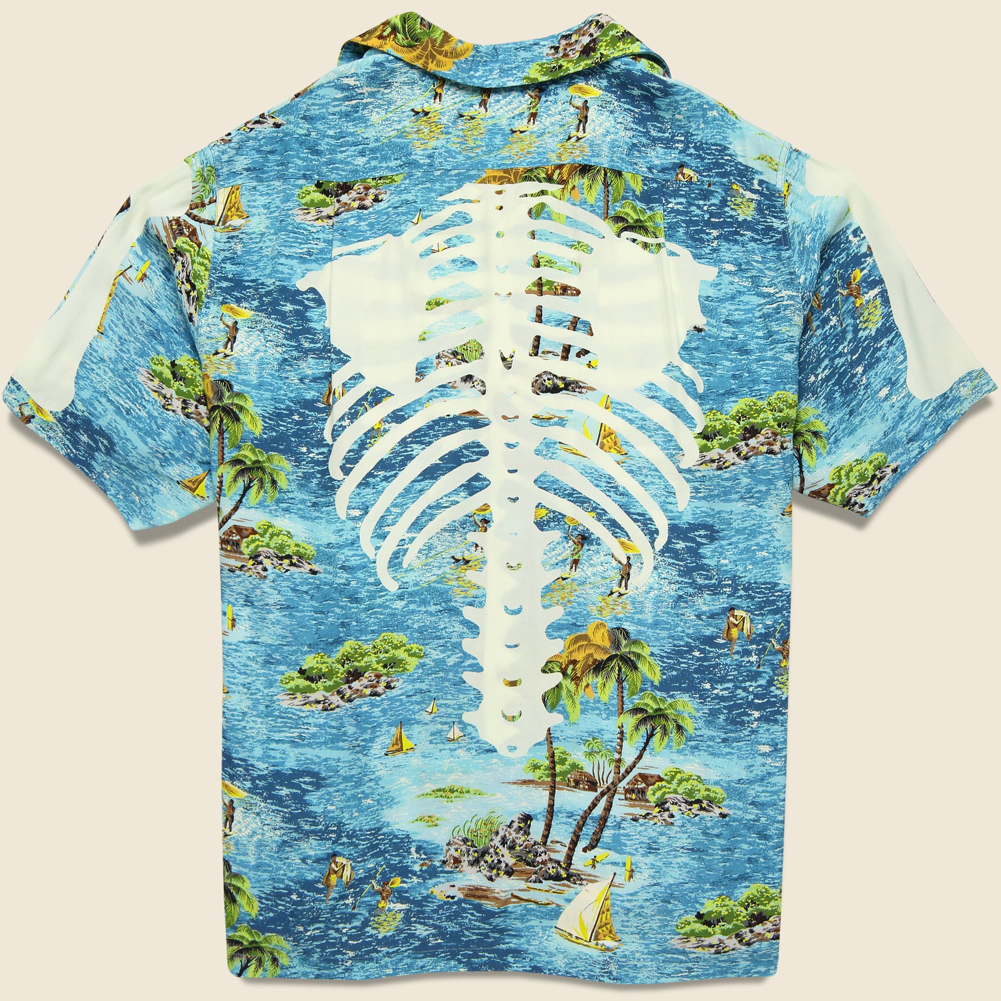 Kamekameha Bone Aloha Shirt - Blue - Kapital - STAG Provisions - Tops - S/S Woven - Other Pattern