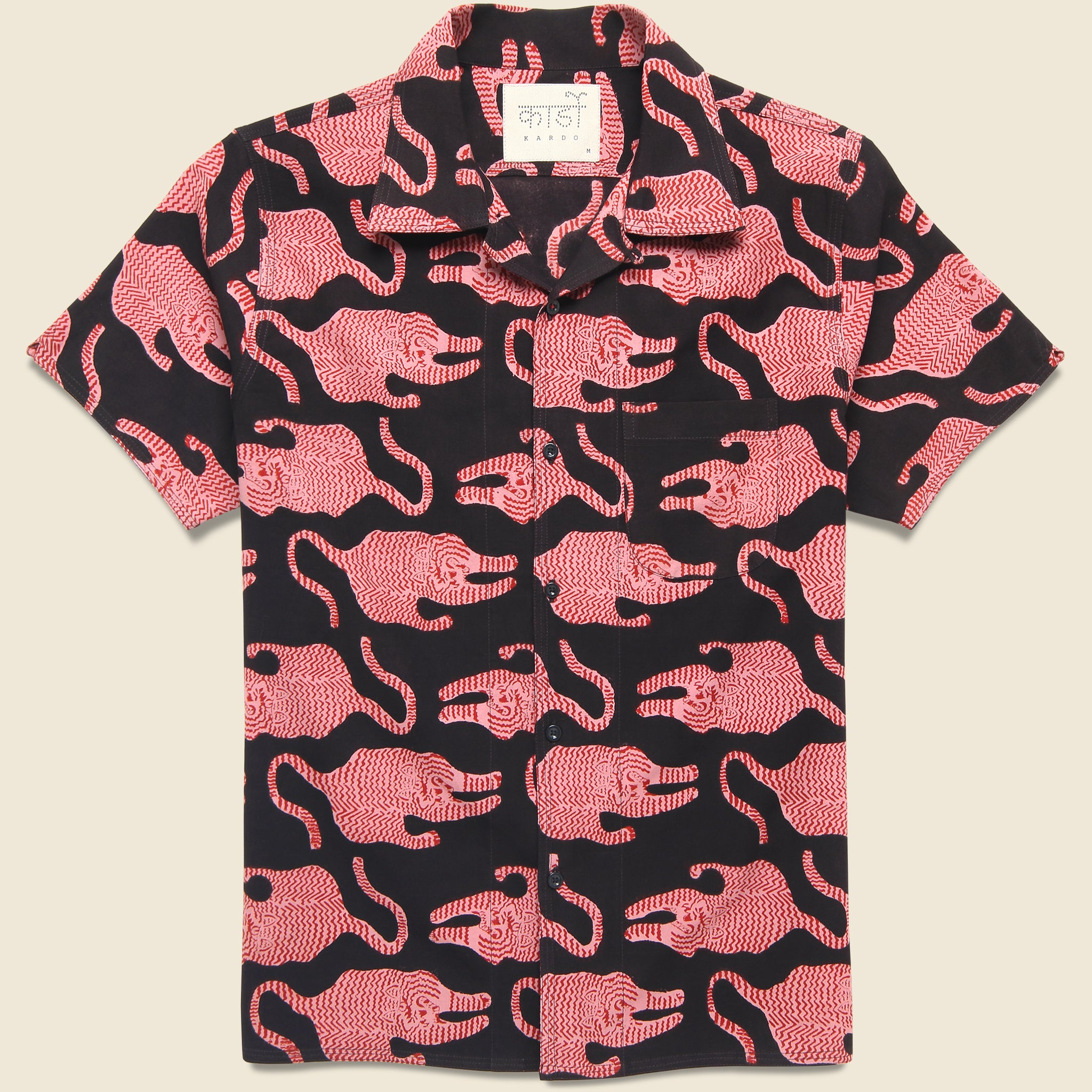 Tiger Block Print Shirt - Black - Kardo - STAG Provisions - Tops - S/S Woven - Other Pattern