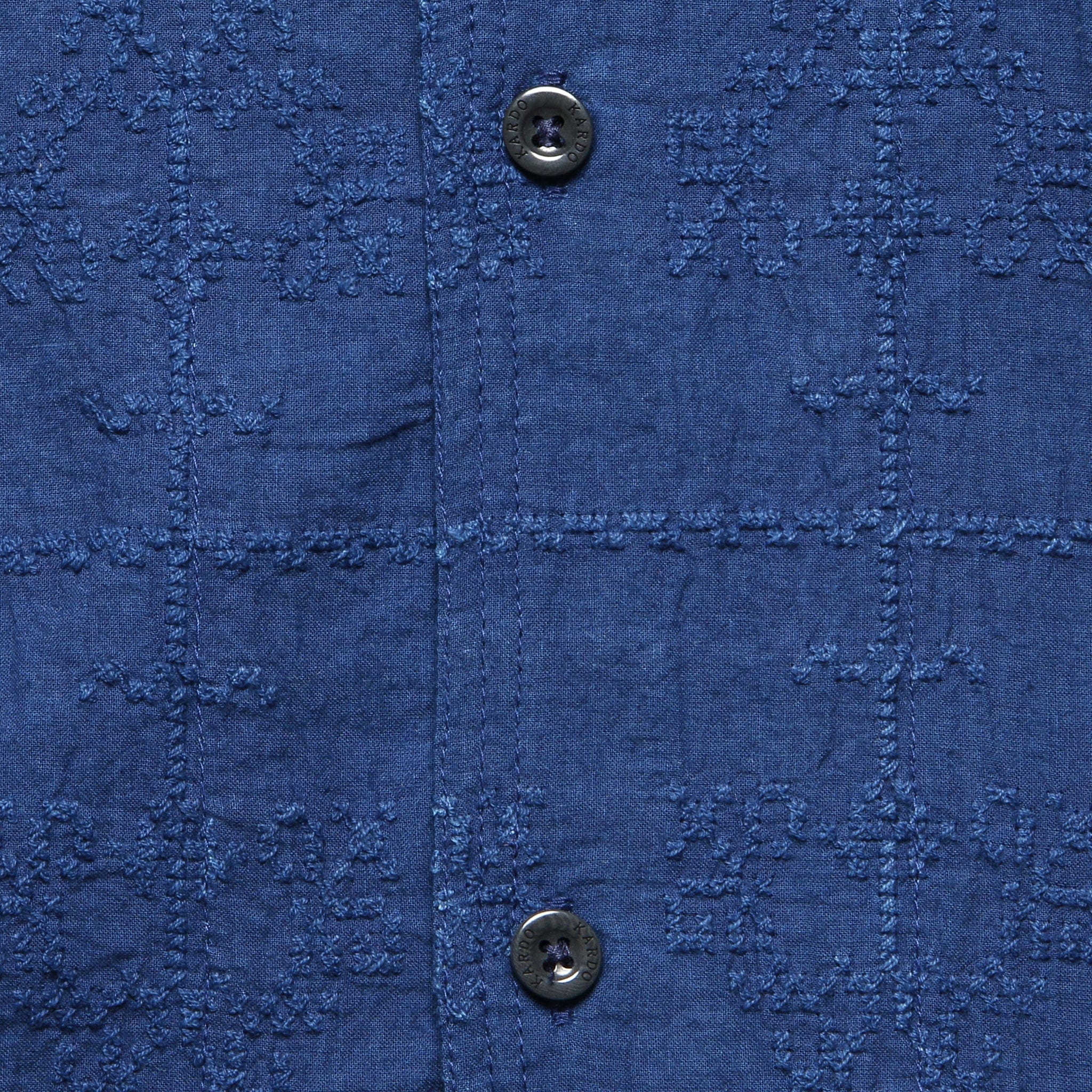Schiffli Embroidered Shirt - Indigo - Kardo - STAG Provisions - Tops - S/S Woven - Solid