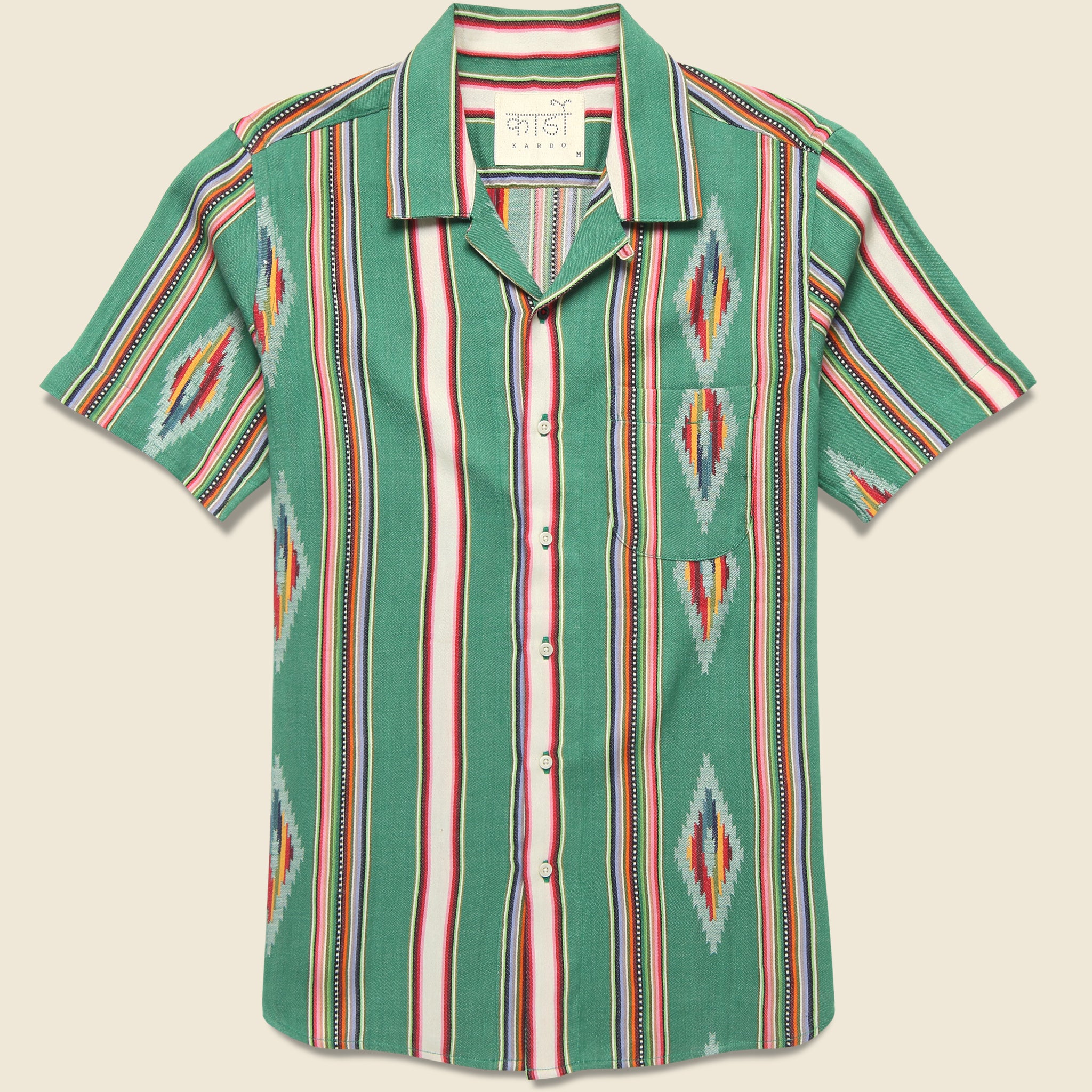 Handwoven Blanket Stripe Shirt - Green - Kardo - STAG Provisions - Tops - S/S Woven - Other Pattern