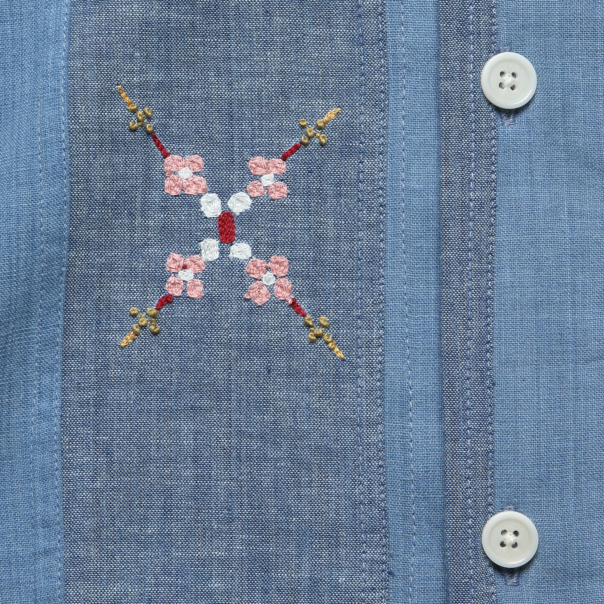 Embroidered Patchwork Khadi Shirt - Blue - Kardo - STAG Provisions - Tops - S/S Woven - Other Pattern