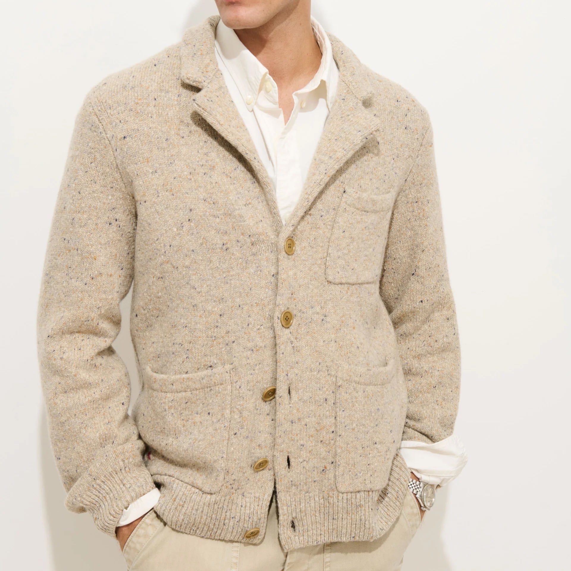 Donegal Mitchell Cardigan - Oatmeal - Alex Mill - STAG Provisions - Tops - Sweater