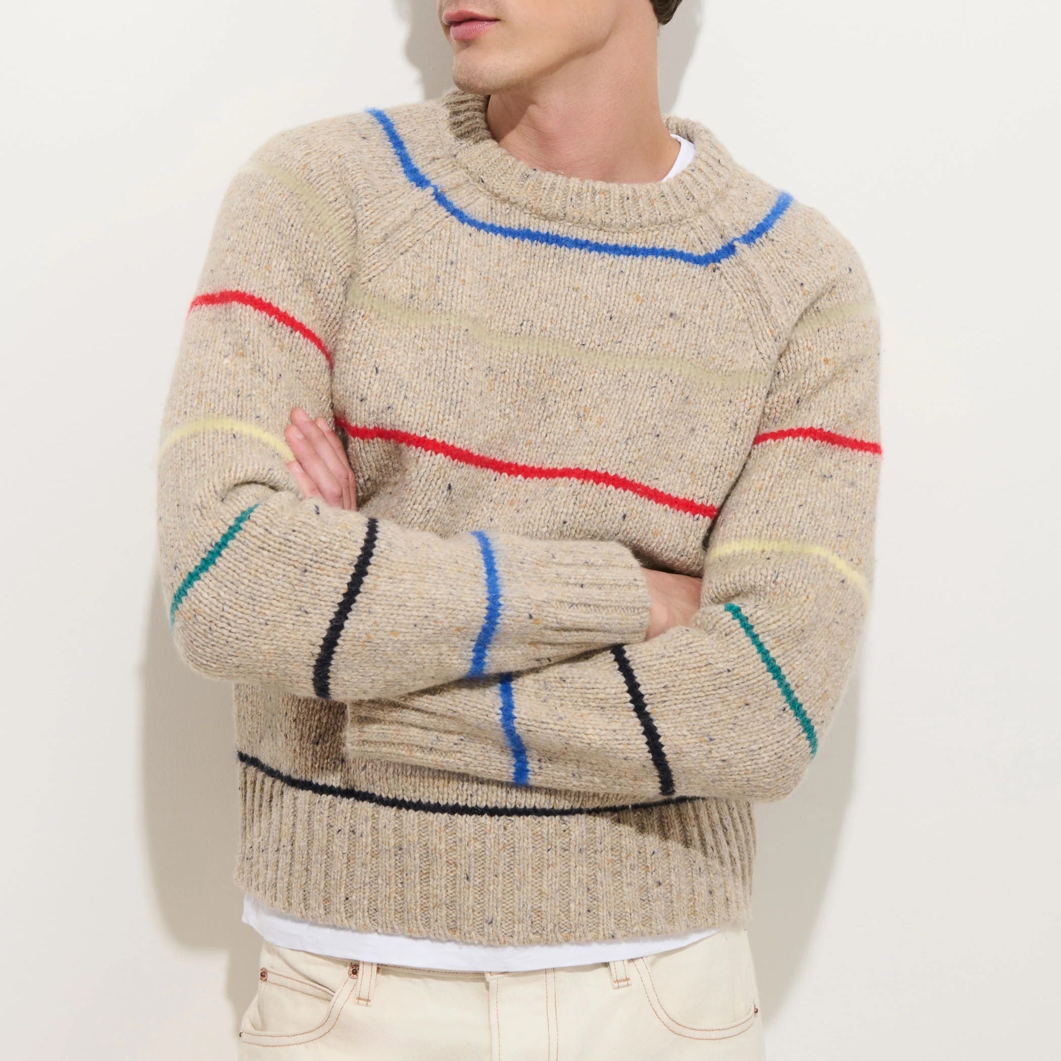 
                          Raglan Striped Crew Sweater - Oatmeal - Alex Mill - STAG Provisions - Tops - Sweater
                        