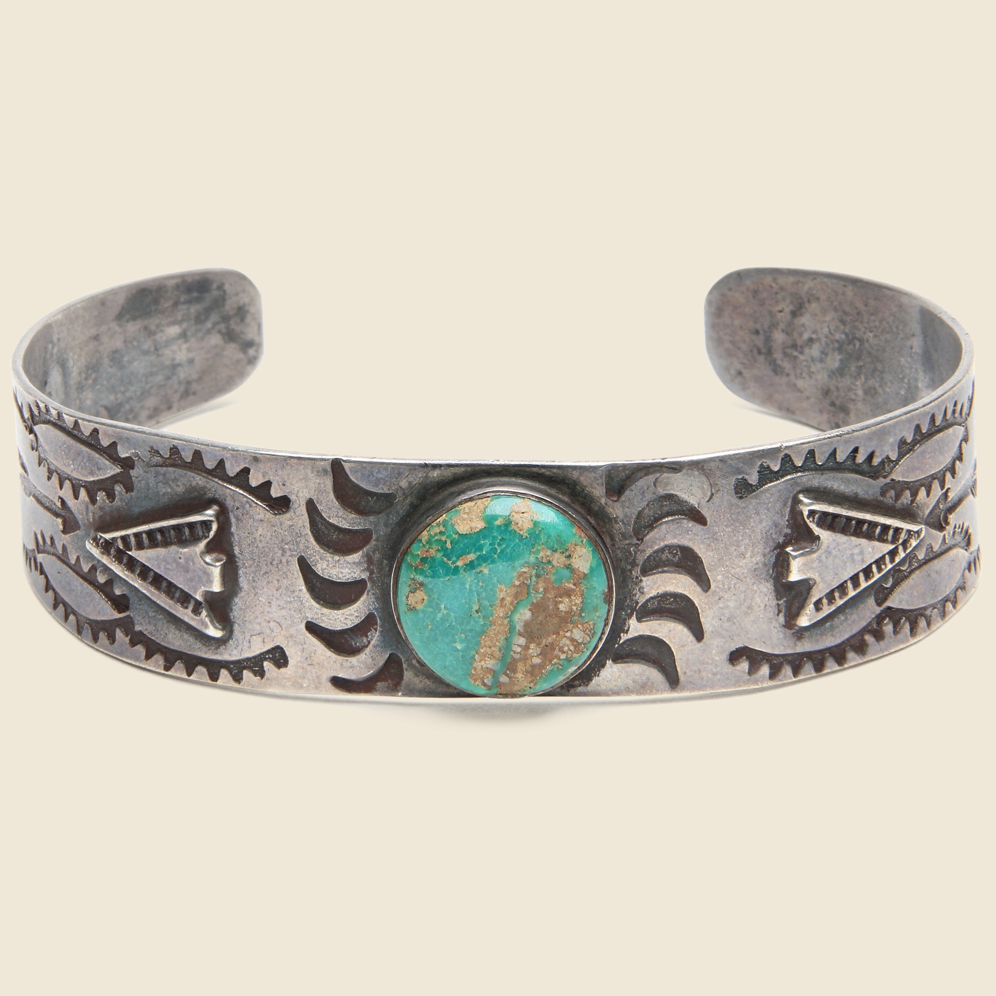 Stamped Silver & Turquoise Cuff #2 - Vintage - STAG Provisions - One & Done - Accessories & Jewelry