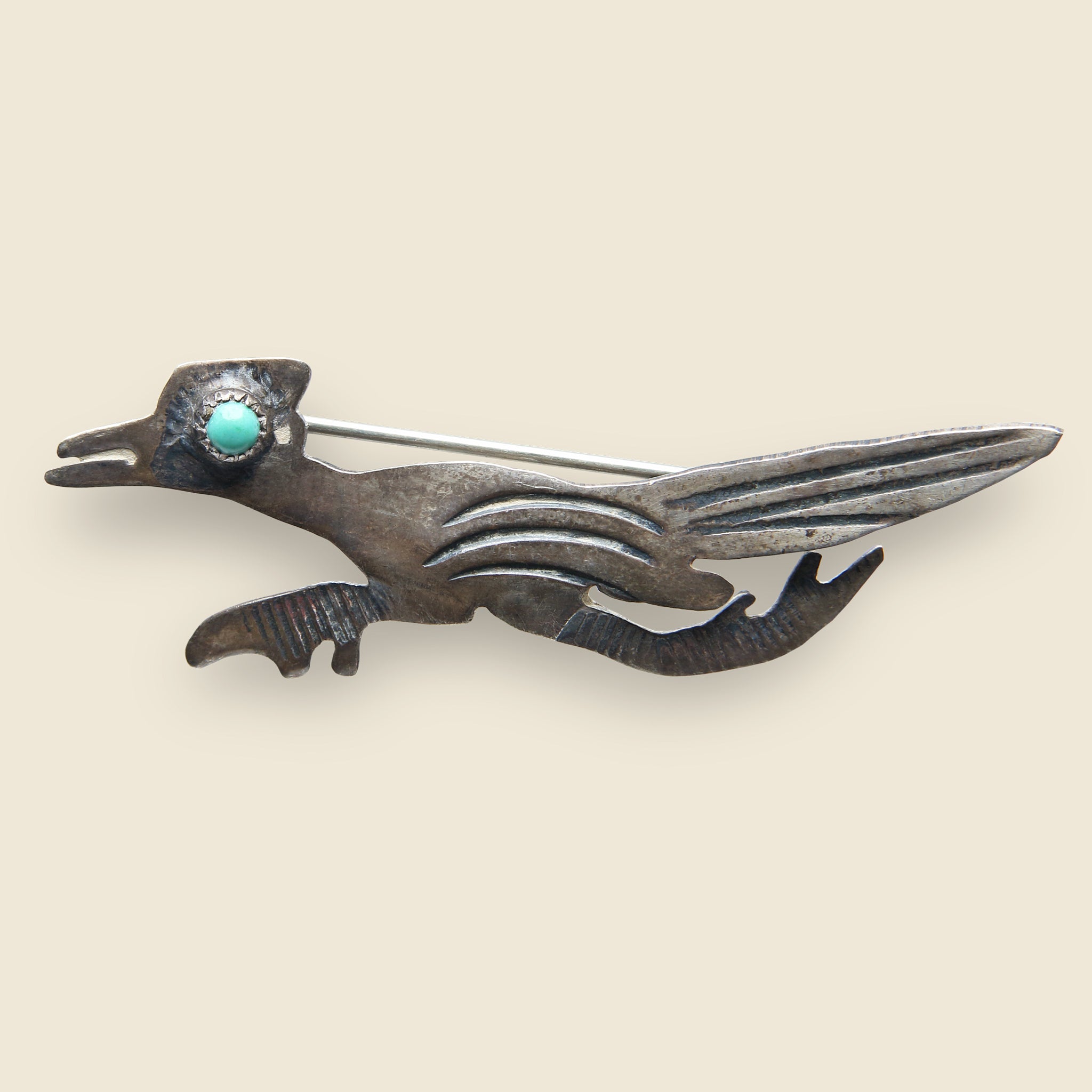 Silver & Turquoise Roadrunner Pin #2 - Vintage - STAG Provisions - One & Done - Accessories & Jewelry