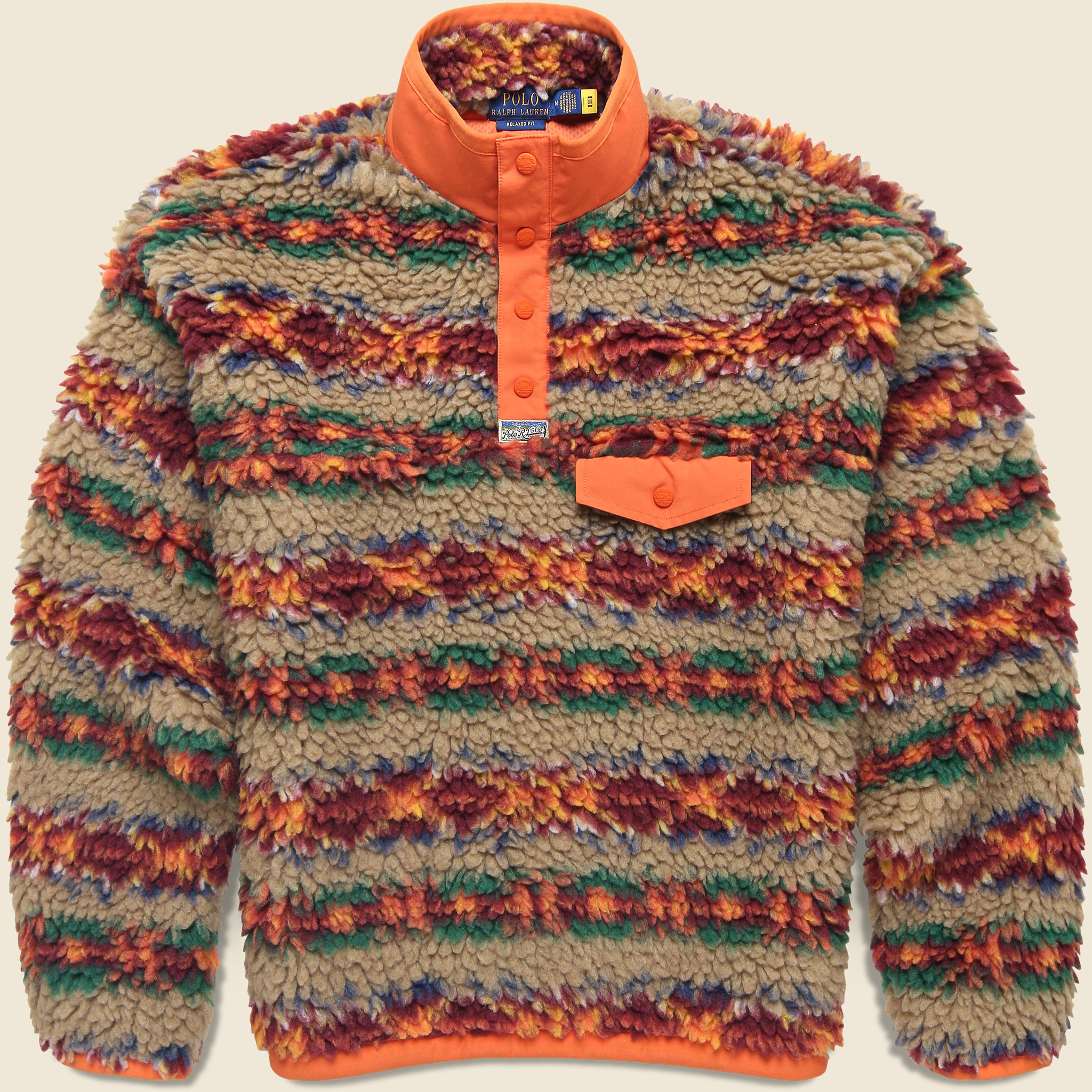 Fairisle Jacquard Snap-Mock Pullover - Red Rock