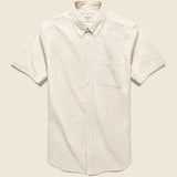 Striped Atlantico Seersucker Shirt - Sand - Portuguese Flannel - STAG Provisions - Tops - S/S Woven - Seersucker