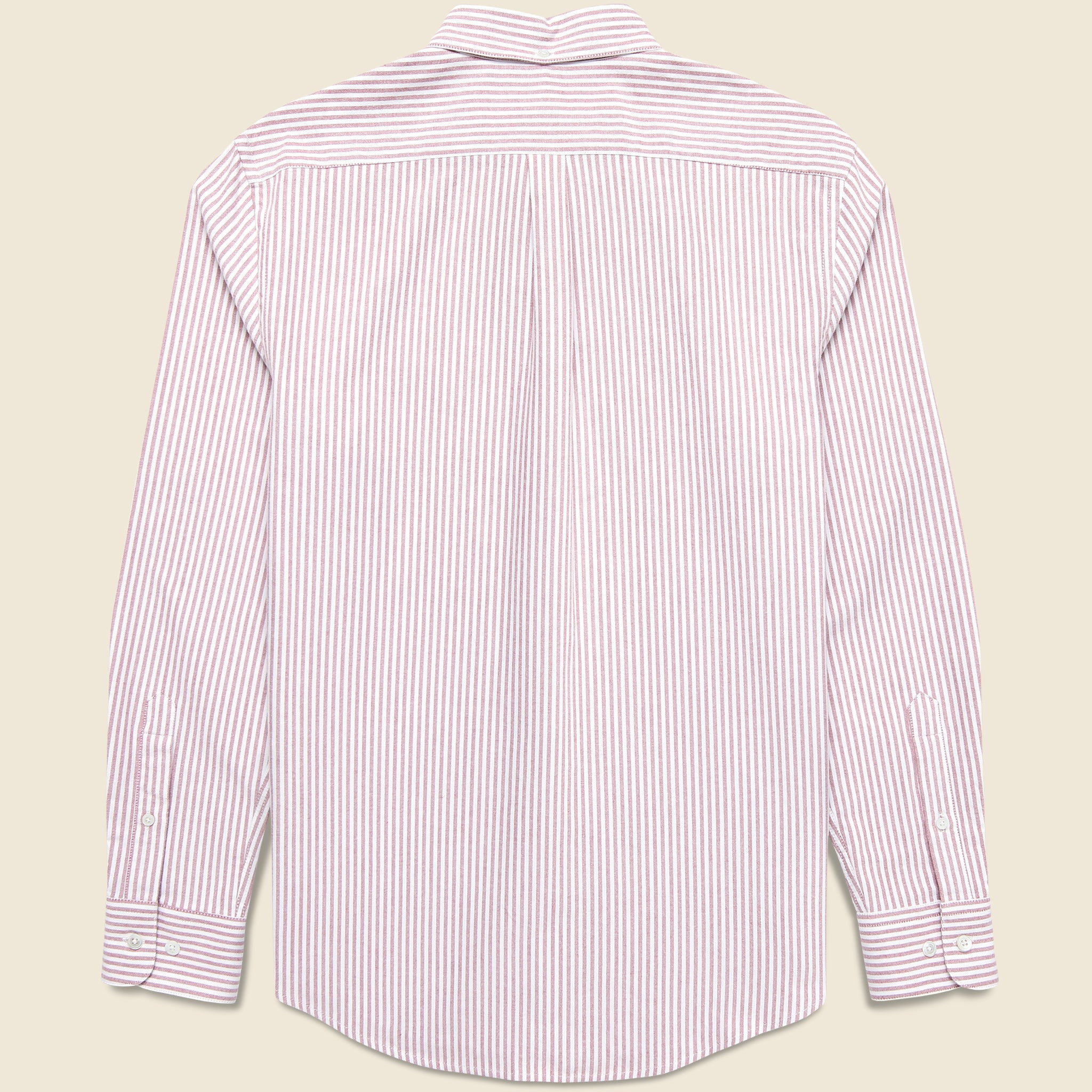 Brushed Stripe Oxford - Bordeaux - Portuguese Flannel - STAG Provisions - Tops - L/S Woven - Stripe