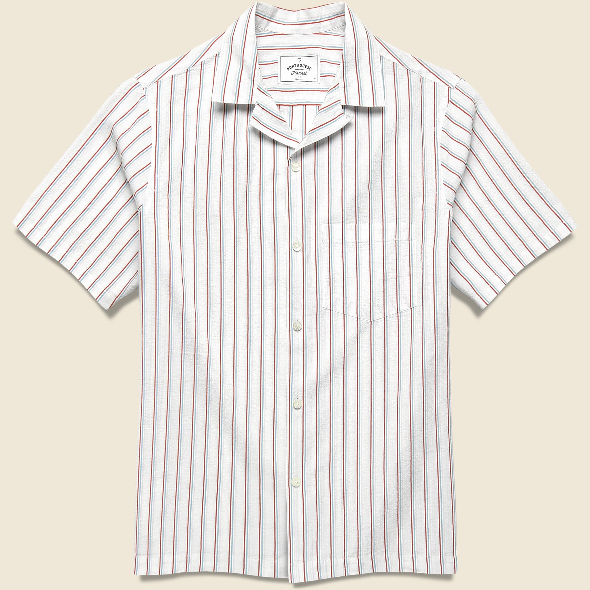 Seersucker Camp Shirt - Stripe - Portuguese Flannel - STAG Provisions - Tops - S/S Woven - Seersucker