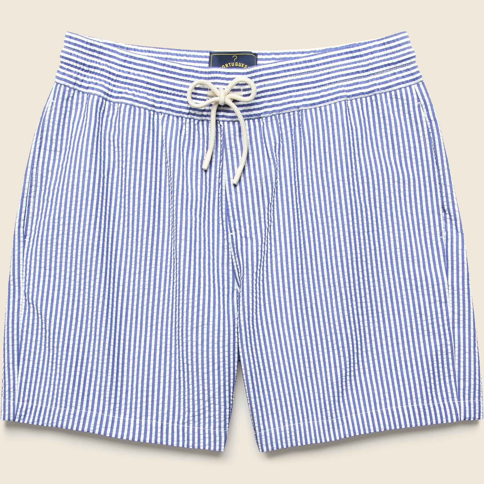 7" Seersucker Shorts - Blue Stripe - Portuguese Flannel - STAG Provisions - Shorts - Lounge