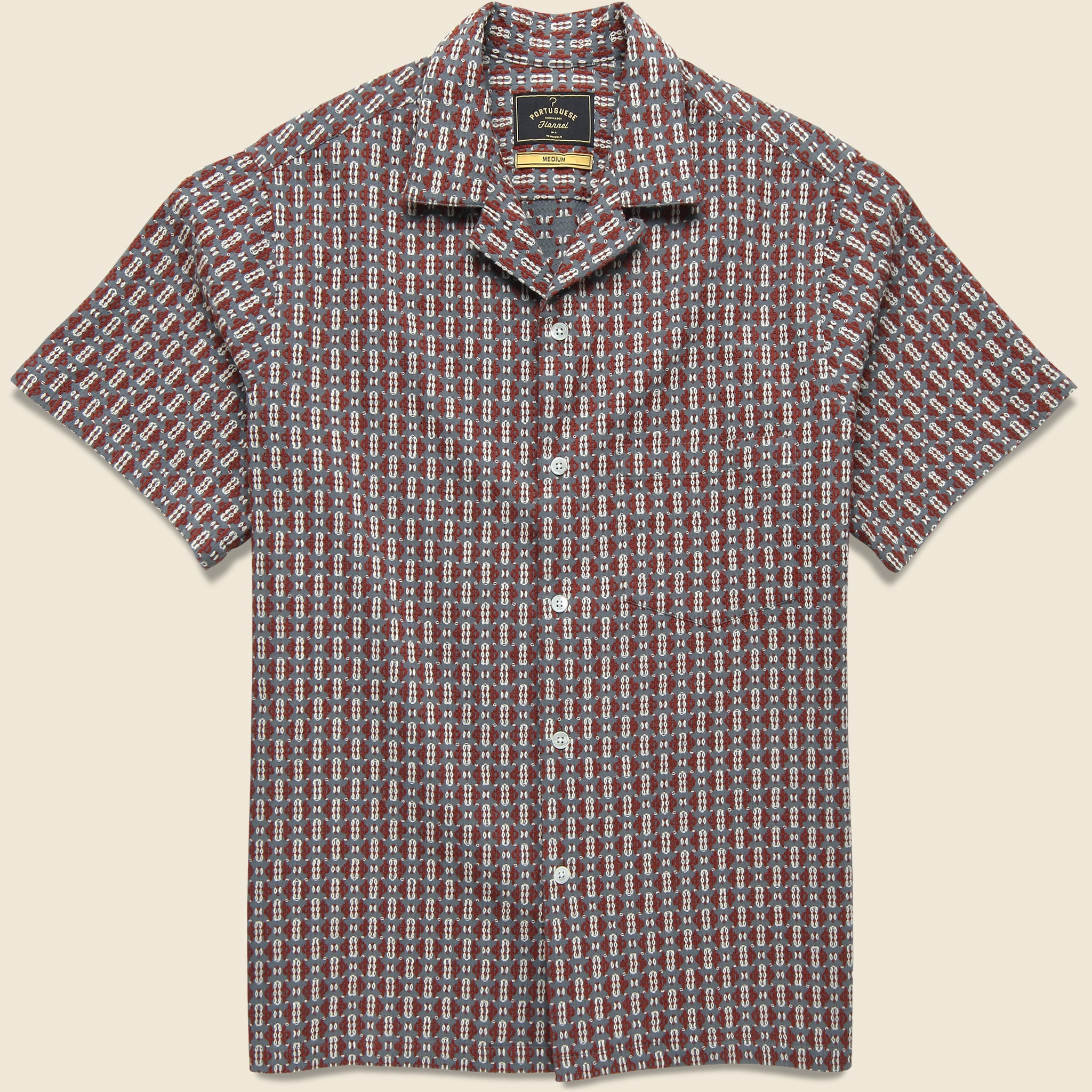 Tile Camp Shirt - Burgundy - Portuguese Flannel - STAG Provisions - Tops - S/S Woven - Other Pattern