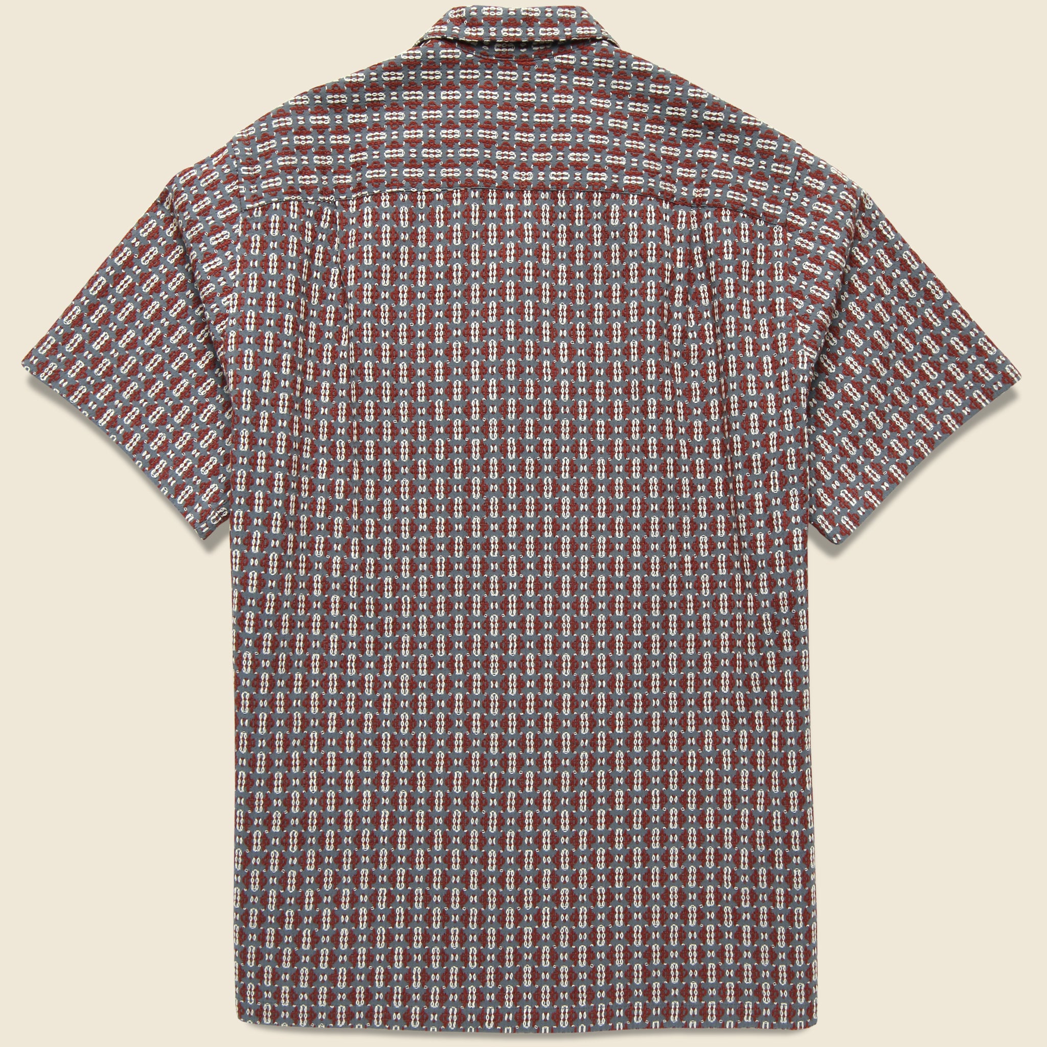 Tile Camp Shirt - Burgundy - Portuguese Flannel - STAG Provisions - Tops - S/S Woven - Other Pattern