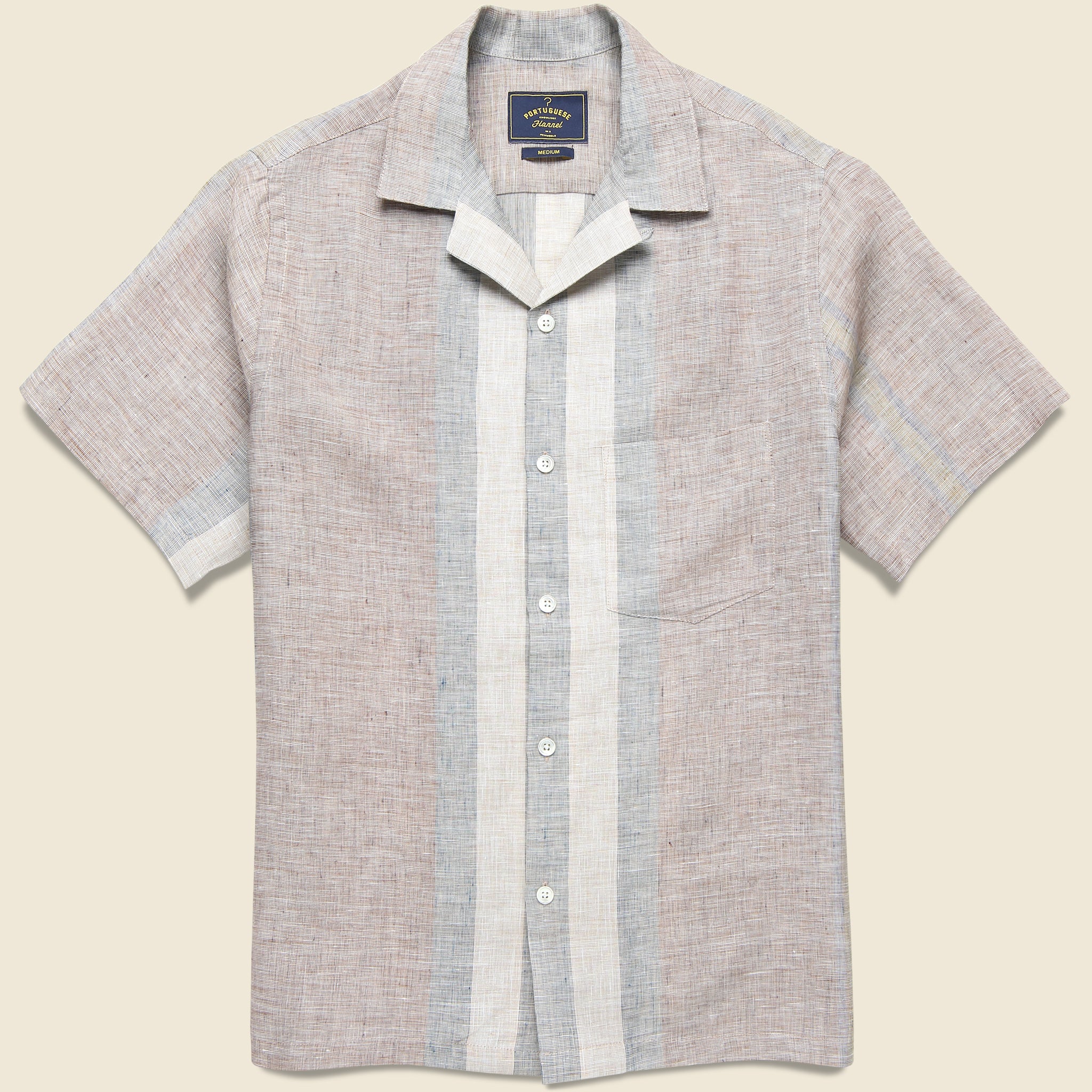Striped Drift Camp Shirt - Taupe - Portuguese Flannel - STAG Provisions - Tops - S/S Woven - Stripe
