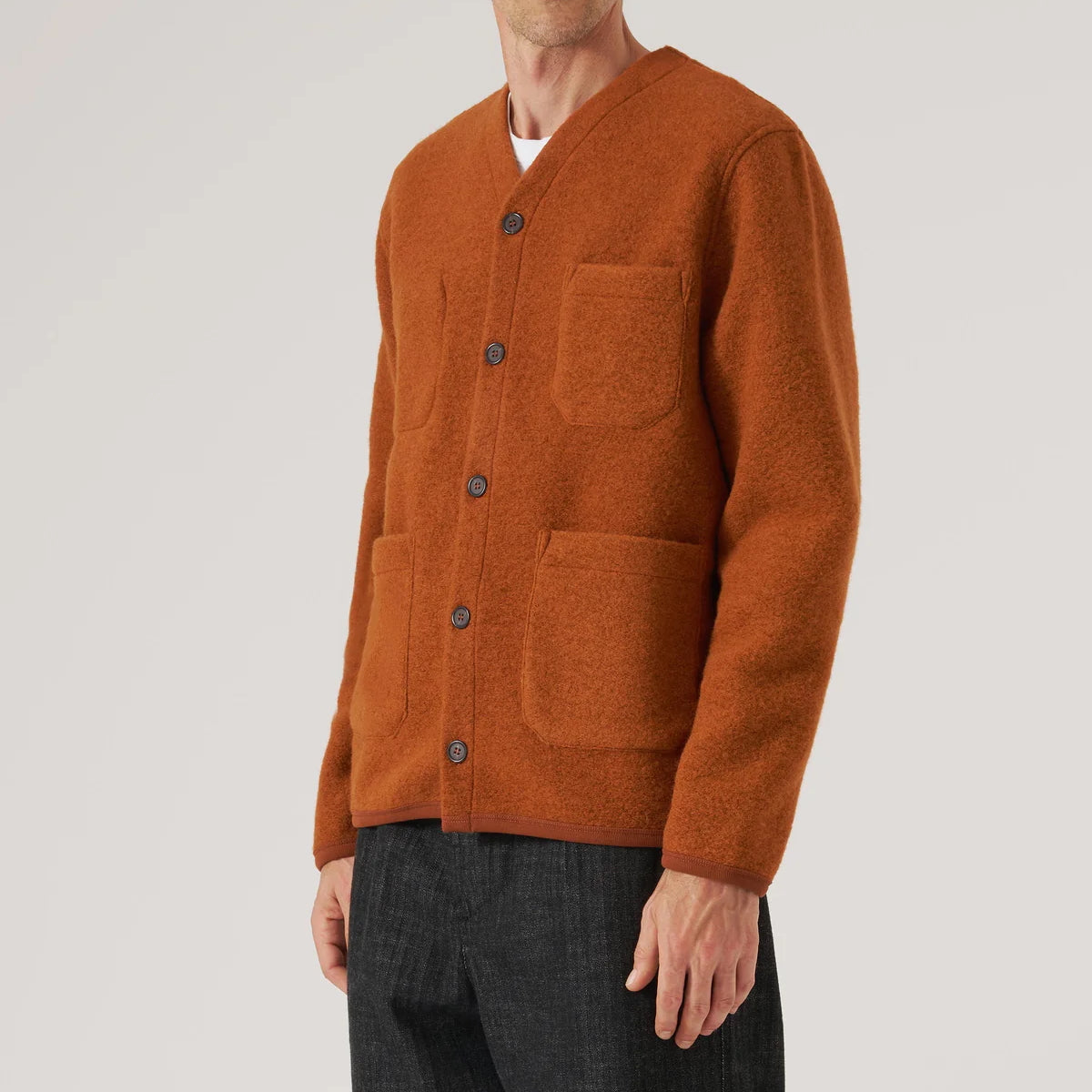 Wool Fleece Cardigan - Rust - Universal Works - STAG Provisions - Tops - Sweater
