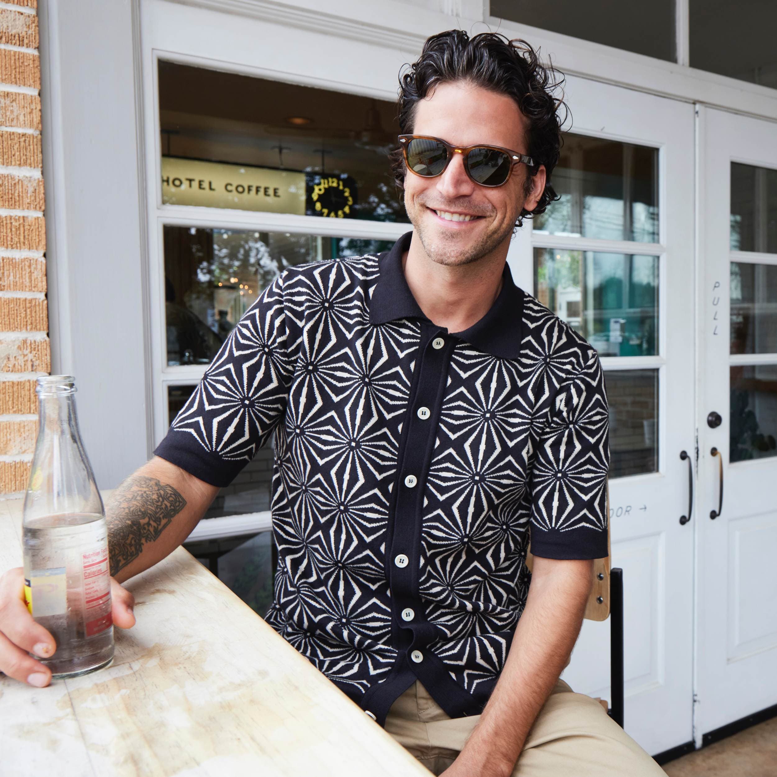 Zig Zag Cardigan - Meteorite Black - Far Afield - STAG Provisions - Tops - S/S Woven - Other Pattern