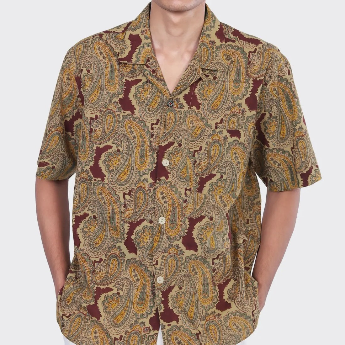 Paisley Block Print Shirt - Maroon - Kardo - STAG Provisions - Tops - S/S Woven - Other Pattern