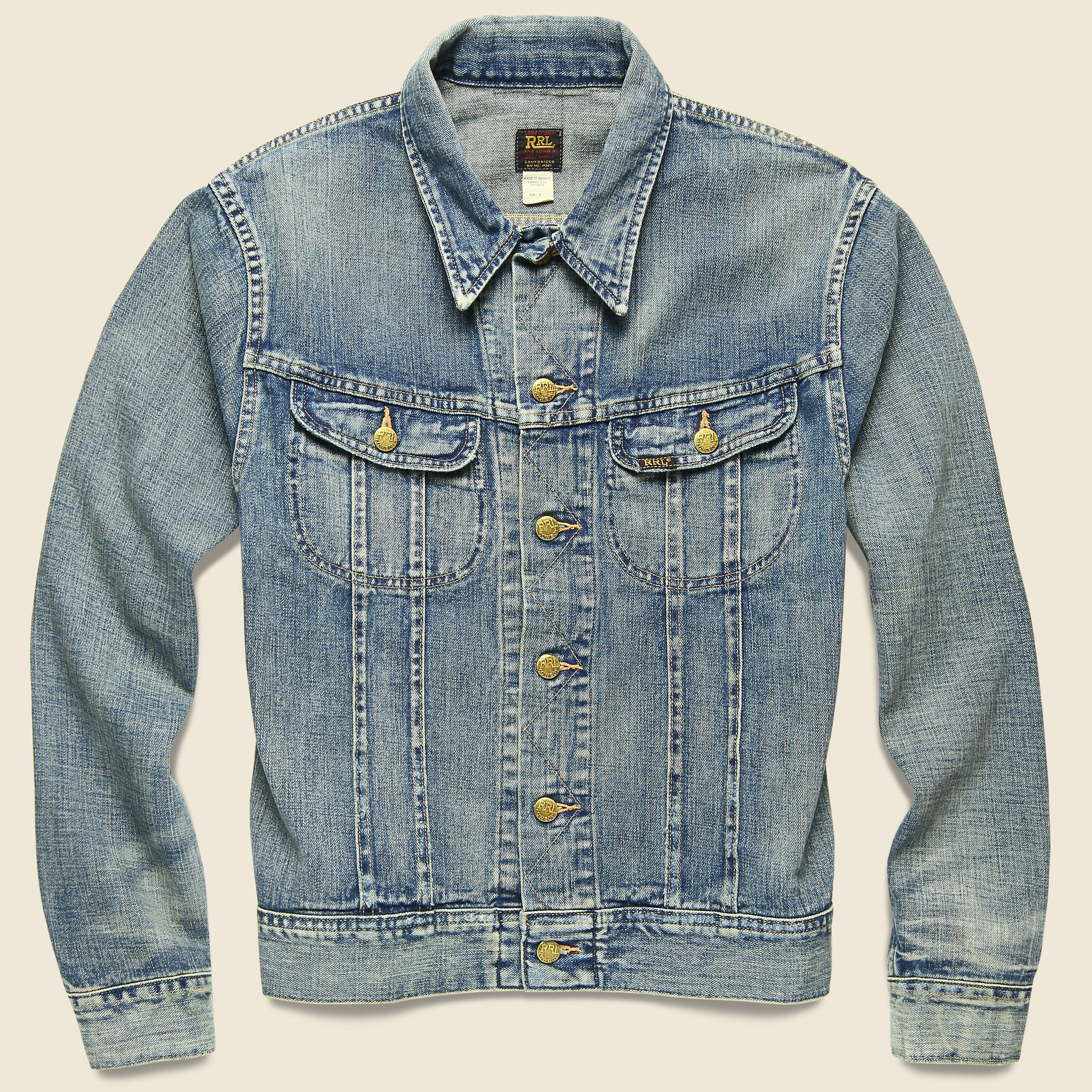 RRL Lot 271 Trucker Jacket in Leeland Wash featuring Japanese denim and vintage-inspired detailing.