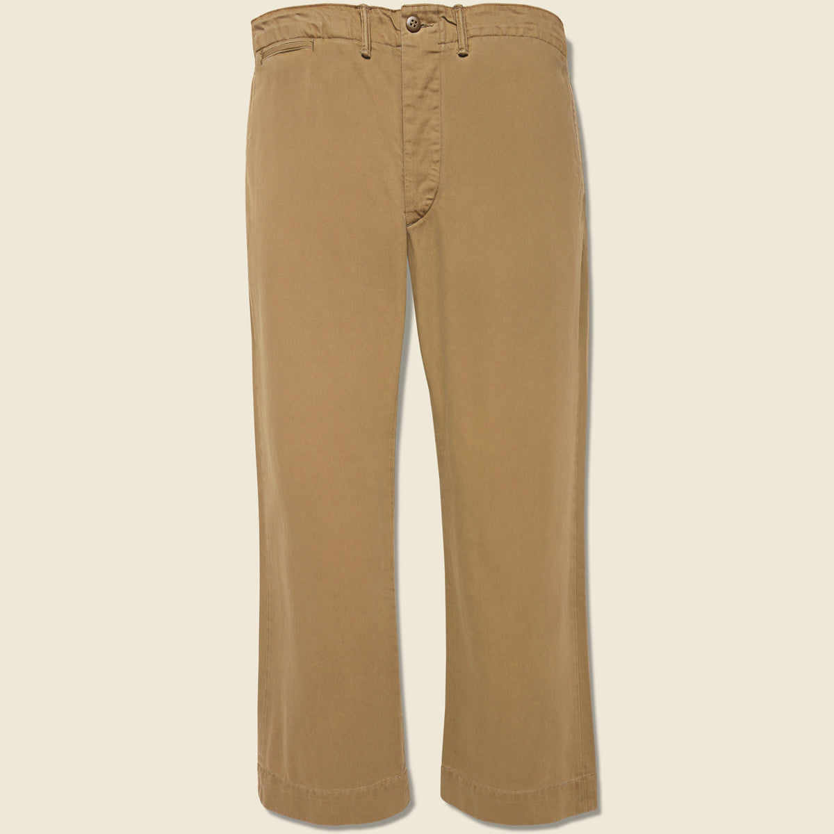 RRL Field Chino in Khaki crafted from Japanese cotton chino twill with a relaxed straight-leg fit inspired by vintage military trousers.