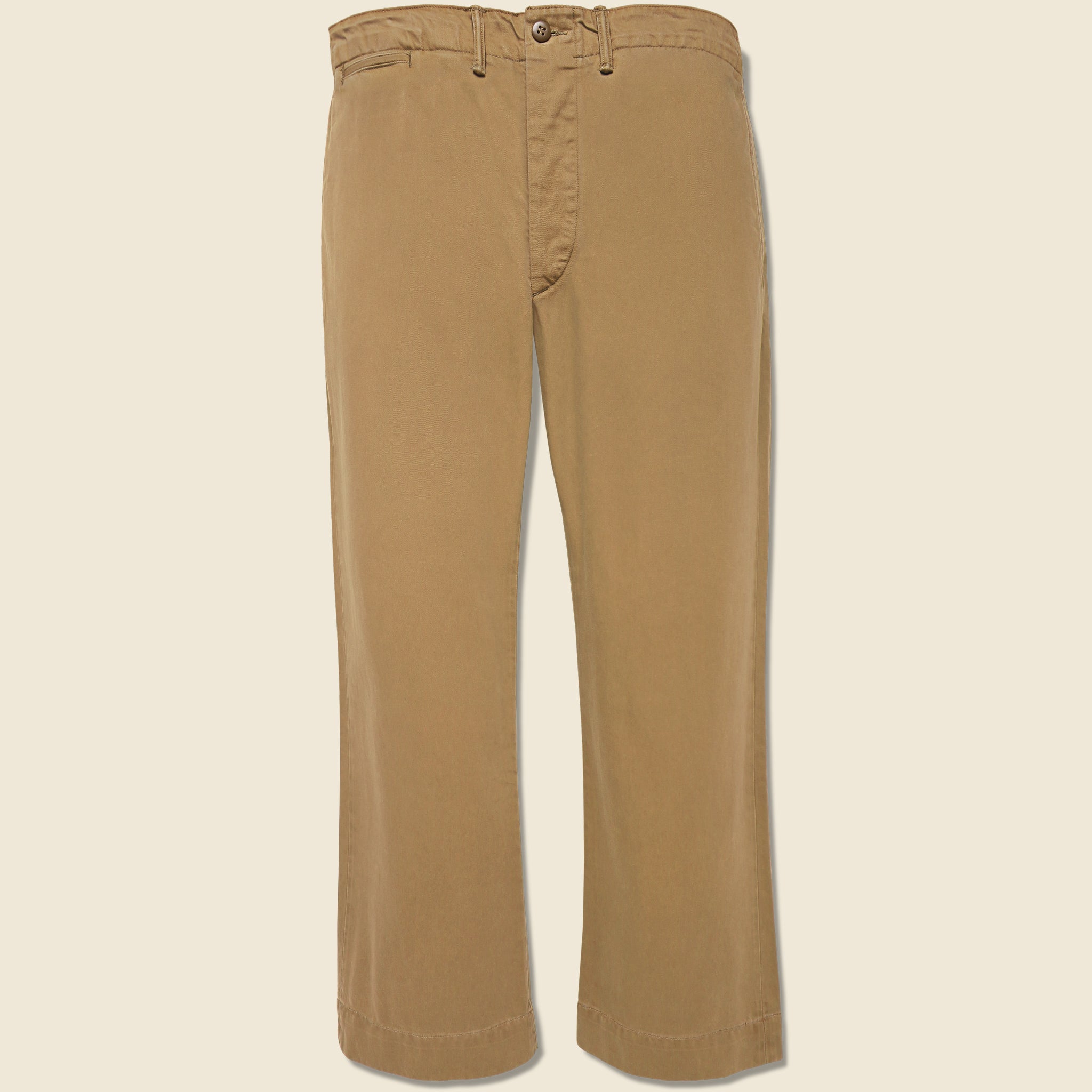 RRL Field Chino in Khaki crafted from Japanese cotton chino twill with a relaxed straight-leg fit inspired by vintage military trousers.