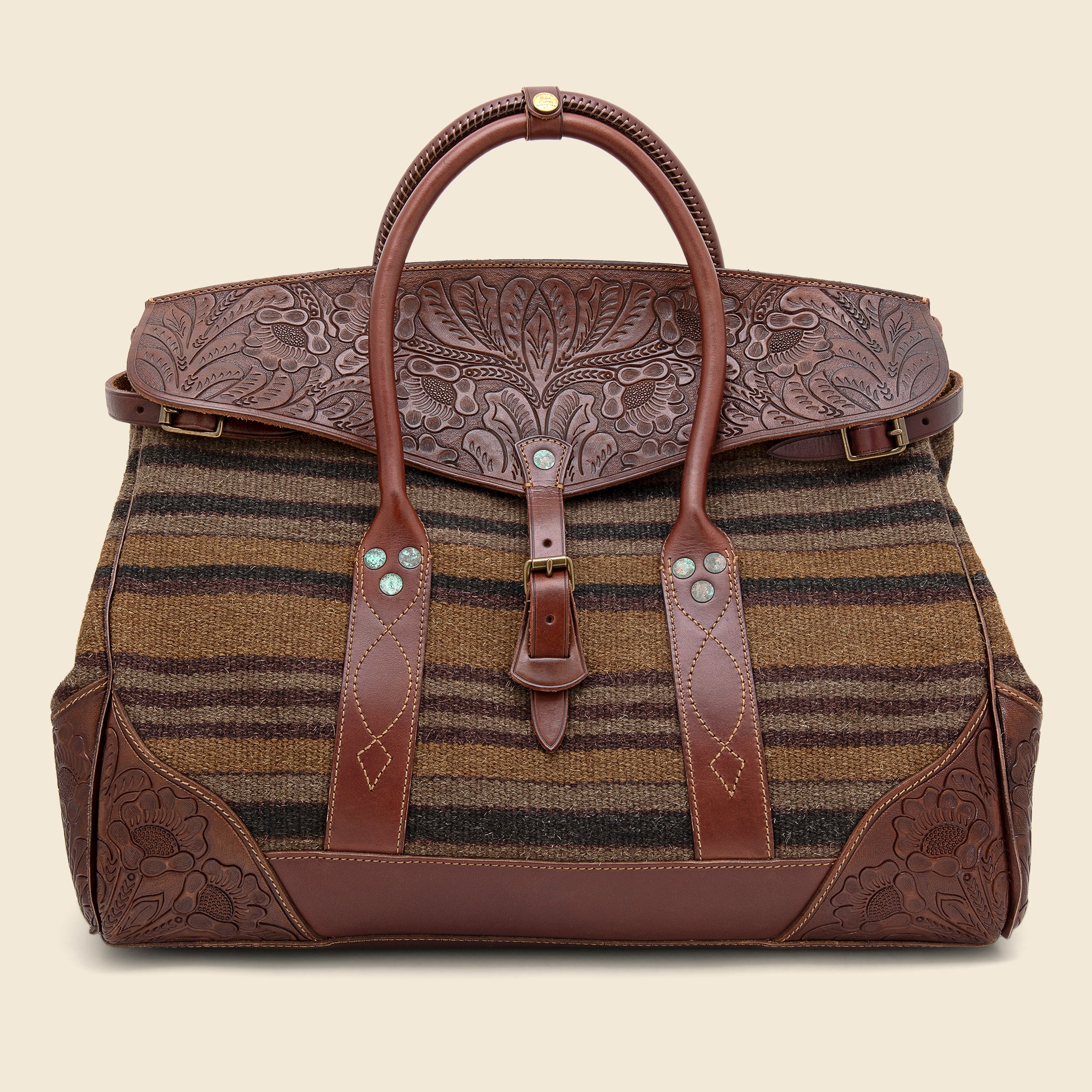 Pecos Blanket Duffle Bag - Grey/Brown/Multi - RRL - STAG Provisions - Accessories - Bags / Luggage