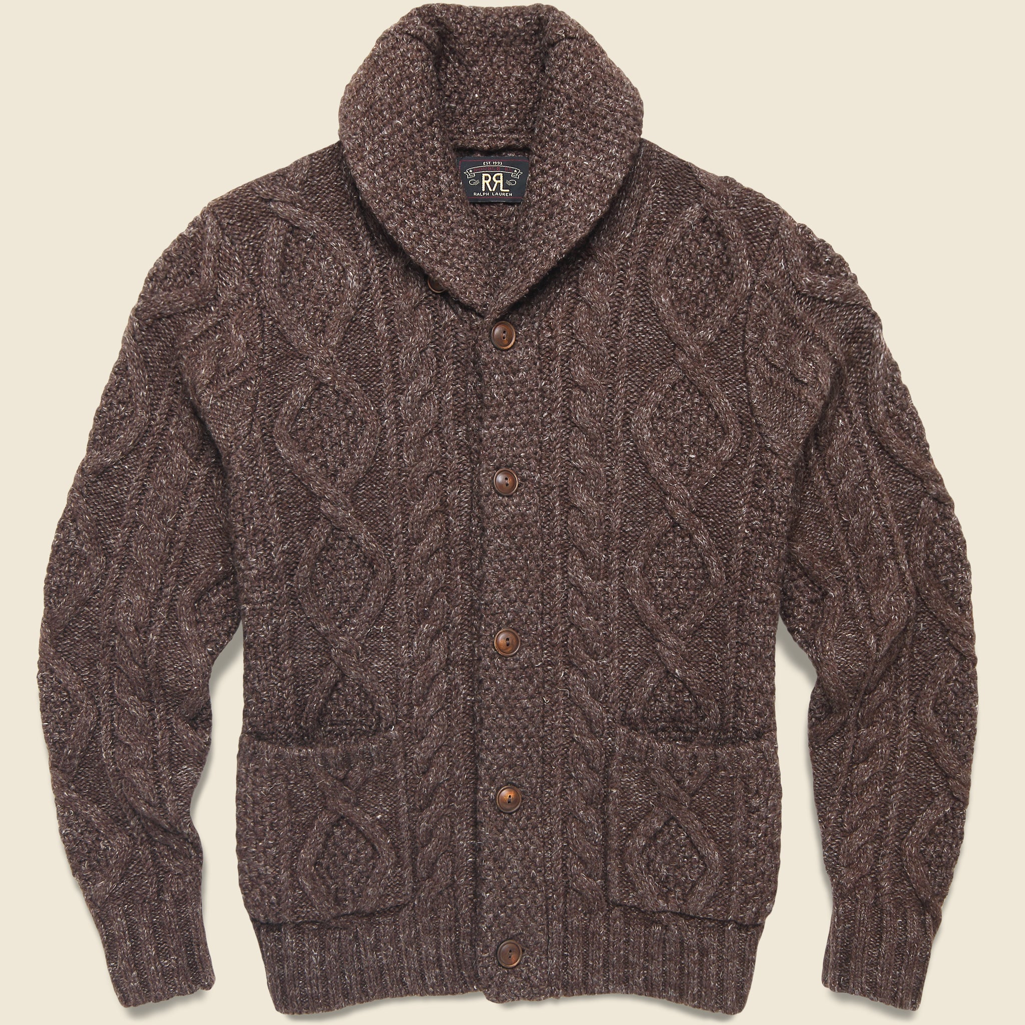 Cable Shawl Cardigan - Brown - RRL - STAG Provisions - Tops - Sweater