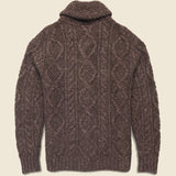 Cable Shawl Cardigan - Brown - RRL - STAG Provisions - Tops - Sweater