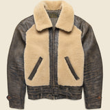 Shearling Moto Jacket - Brown - RRL - STAG Provisions - Outerwear - Coat / Jacket