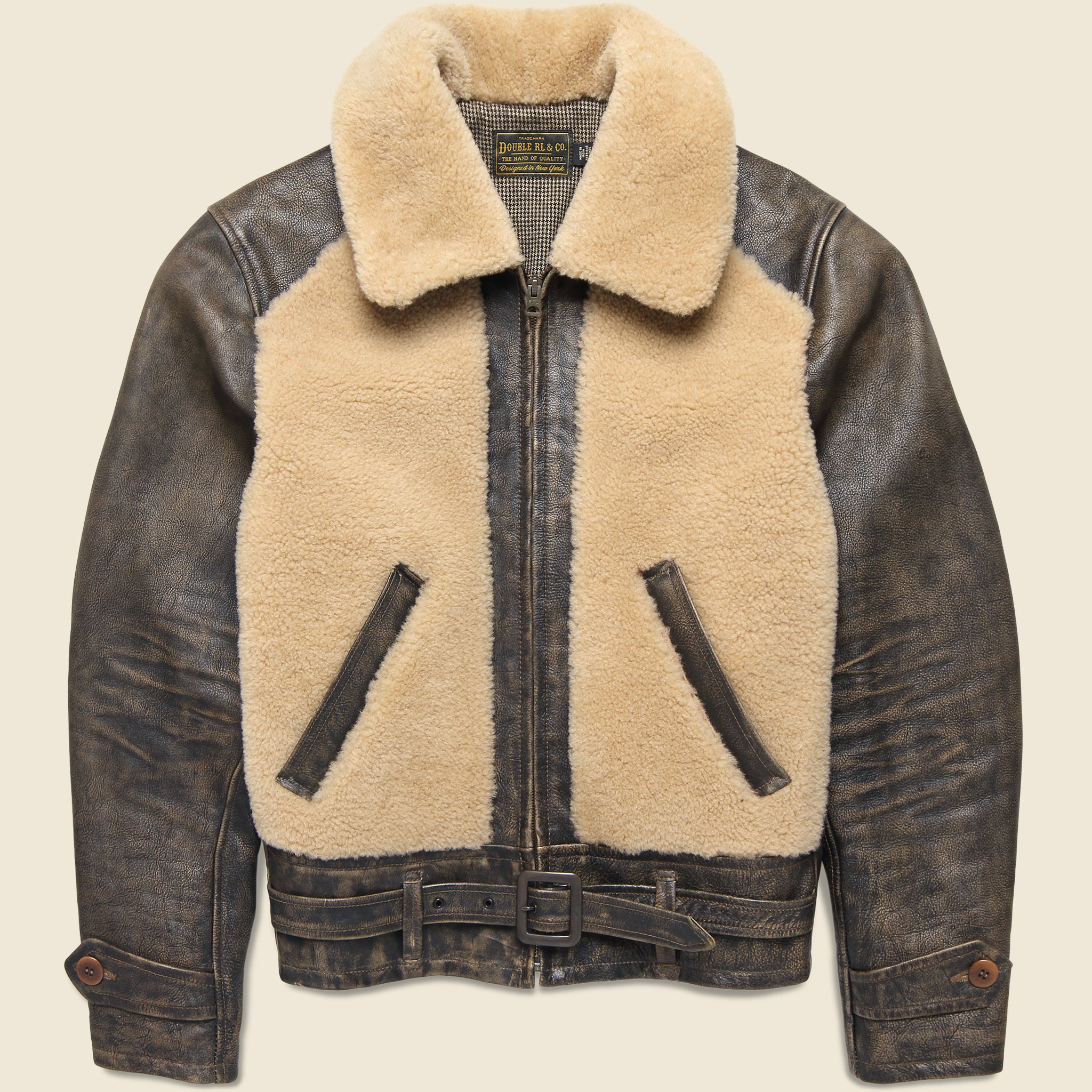 Shearling Moto Jacket - Brown - RRL - STAG Provisions - Outerwear - Coat / Jacket