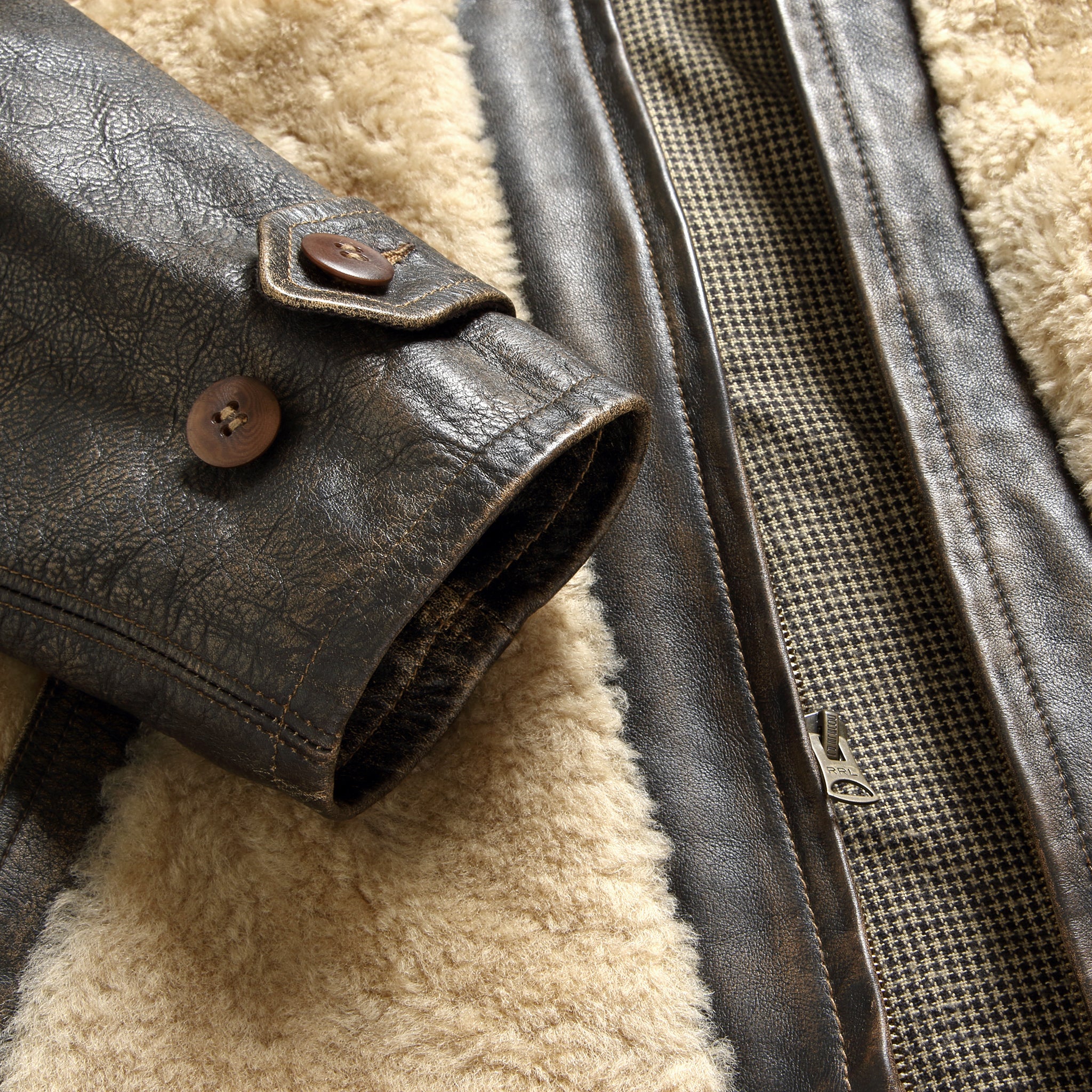 
                          Shearling Moto Jacket - Brown - RRL - STAG Provisions - Outerwear - Coat / Jacket
                        