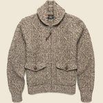 Cable Knit Shawl Sweater - Brown - RRL - STAG Provisions - Tops - Sweater