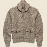 Cable Knit Shawl Sweater - Brown - RRL - STAG Provisions - Tops - Sweater