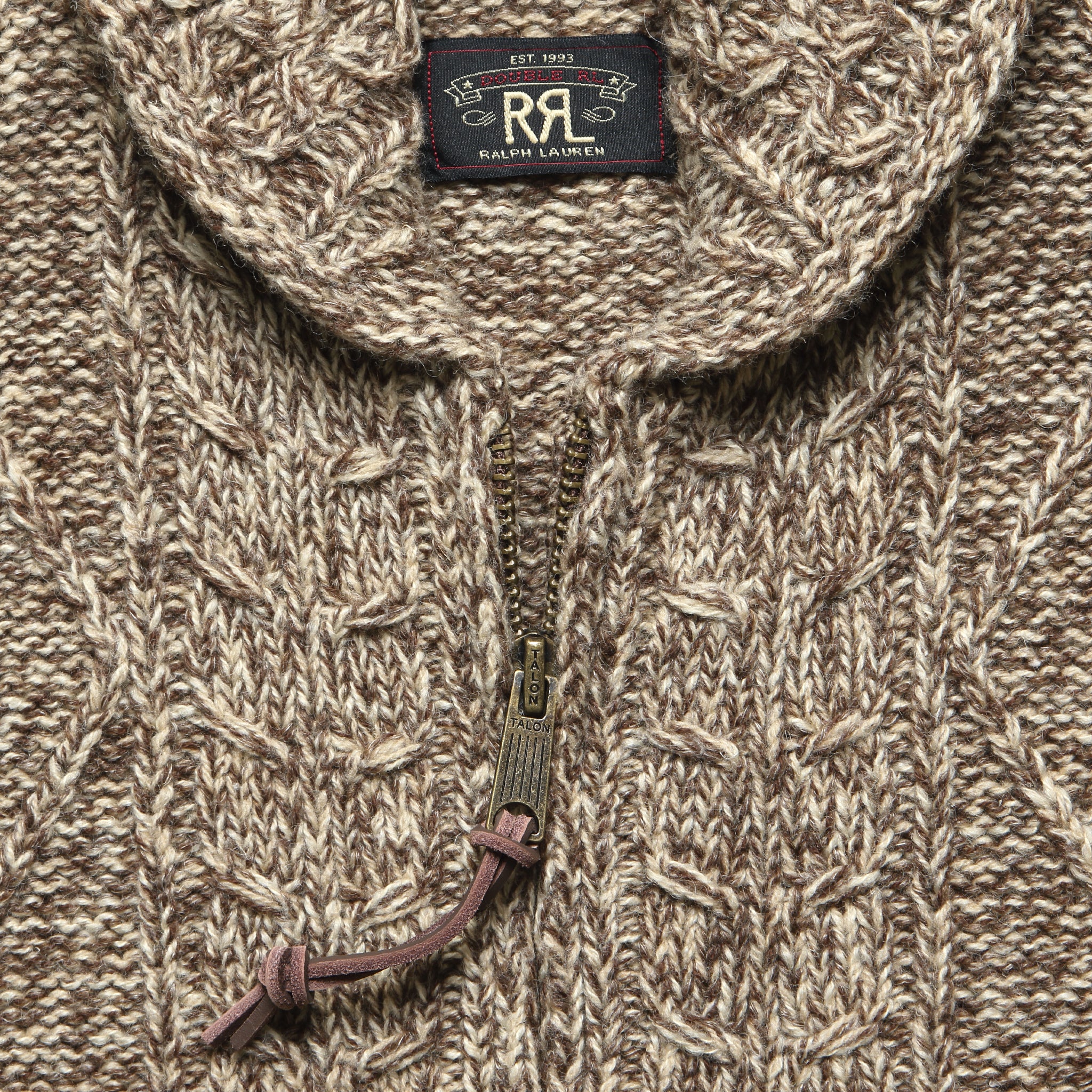 Cable Knit Shawl Sweater - Brown - RRL - STAG Provisions - Tops - Sweater