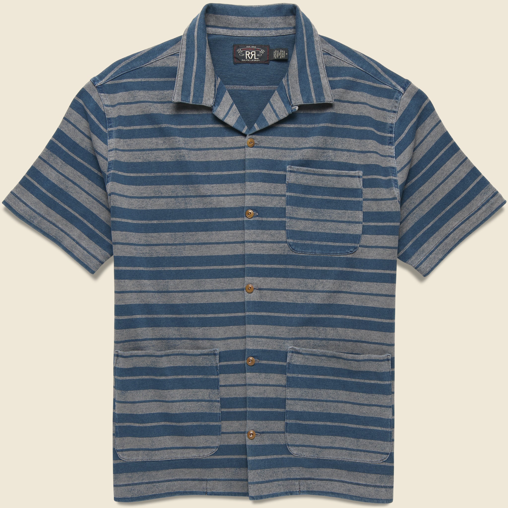 Jasper Camp Shirt - Indigo - RRL - STAG Provisions - Tops - S/S Woven - Stripe