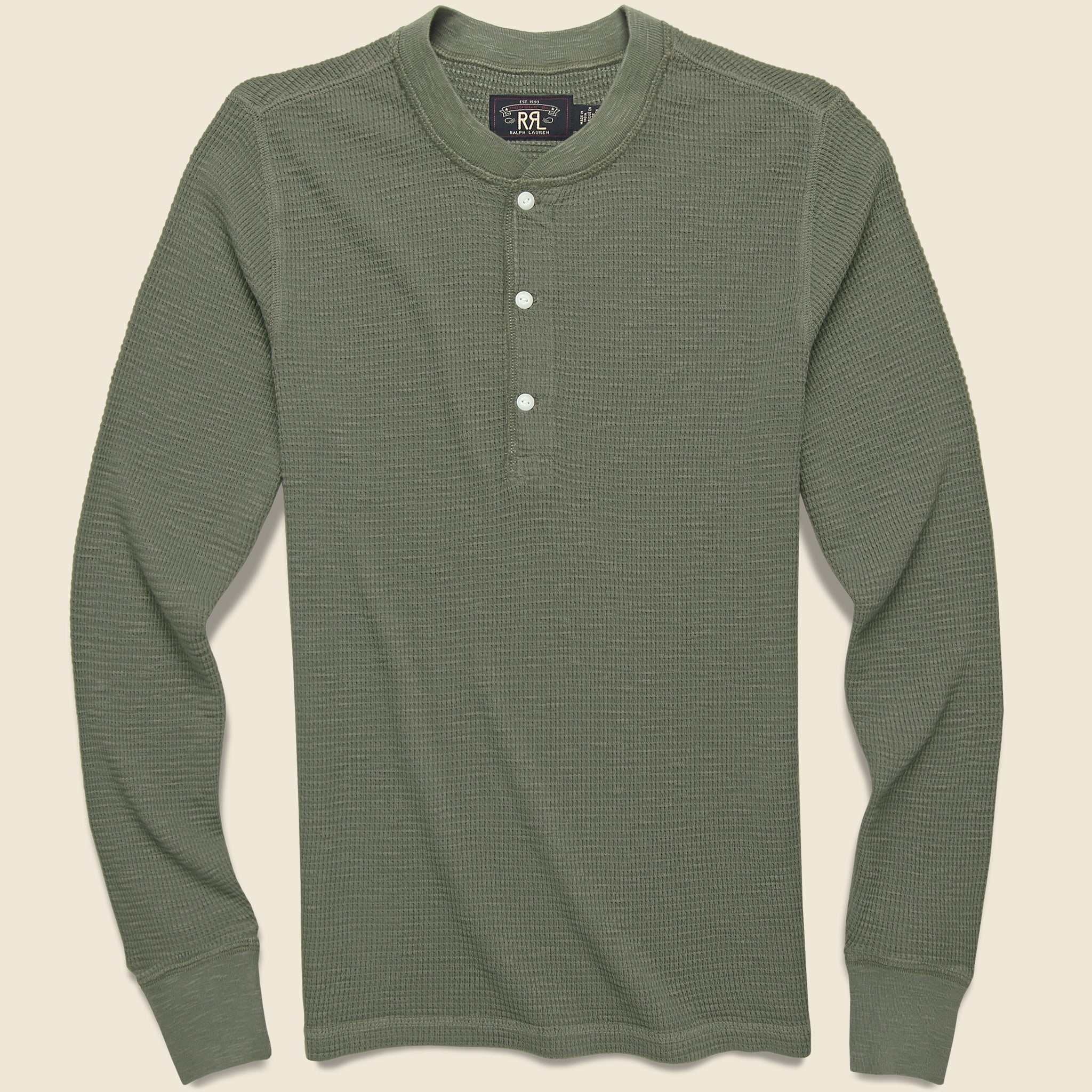 Waffle Knit Henley - Tree Green - RRL - STAG Provisions - Tops - L/S Knit