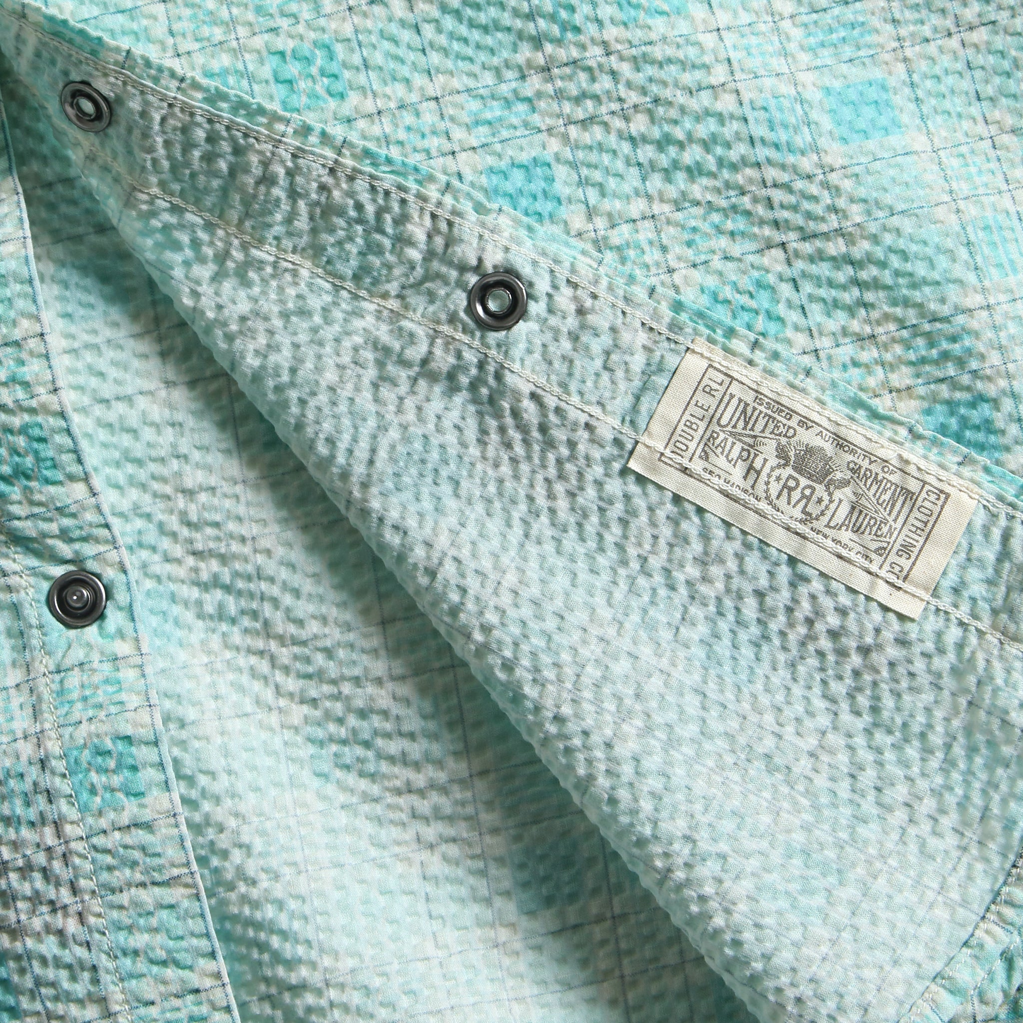 
                          Slim Fit Seersucker Western Shirt - Turquoise - RRL - STAG Provisions - Tops - L/S Woven - Other Pattern
                        