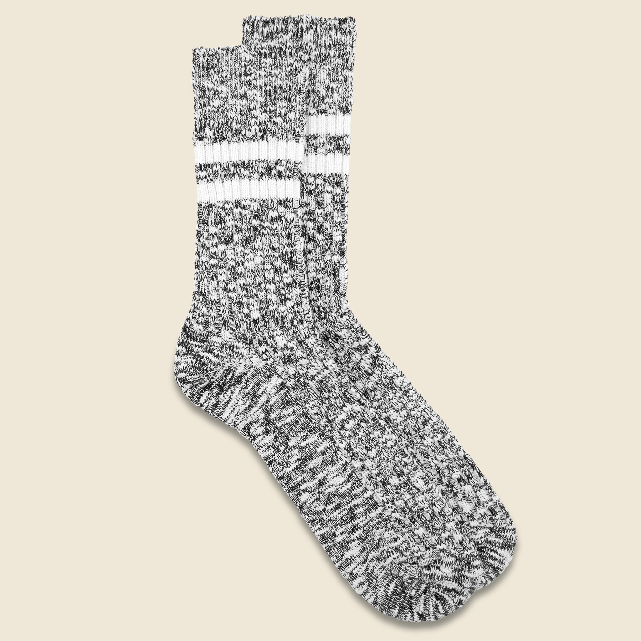Cotton Slub Stripe Sock - Black - RoToTo - STAG Provisions - Accessories - Socks