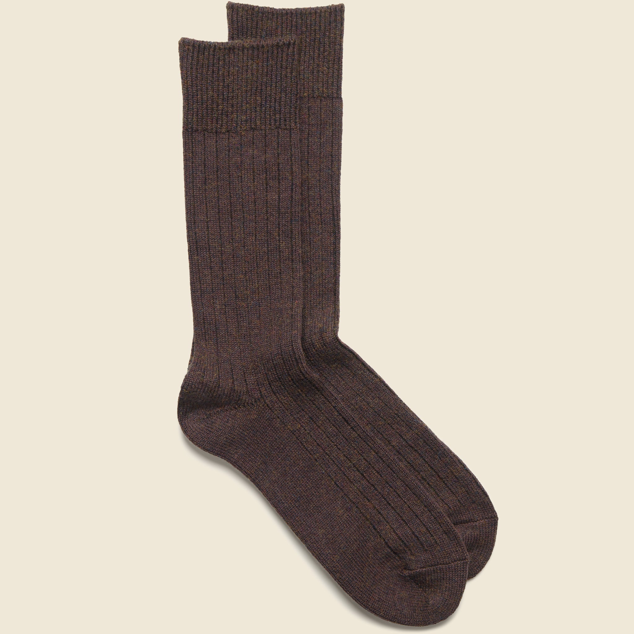Cotton Wool Rib Sock - Dark Brown - RoToTo - STAG Provisions - Accessories - Socks