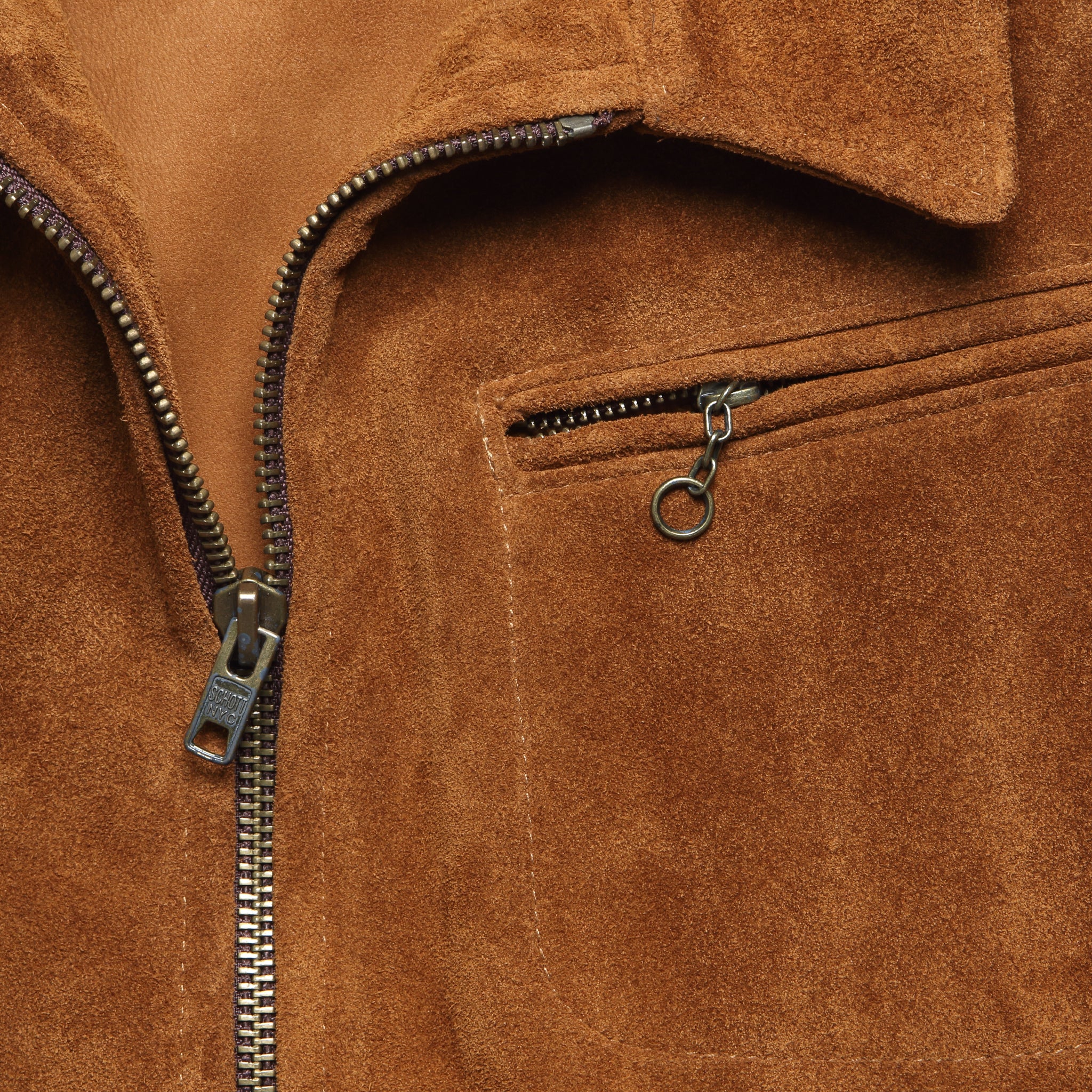 
                          Suede Unlined Trucker Jacket - Saddle - Schott - STAG Provisions - Outerwear - Coat / Jacket
                        